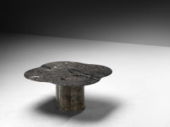 1970s Clover Shaped Coffee Table in Grey and Black Marble