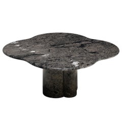 1970s Clover Shaped Coffee Table in Grey and Black Marble
