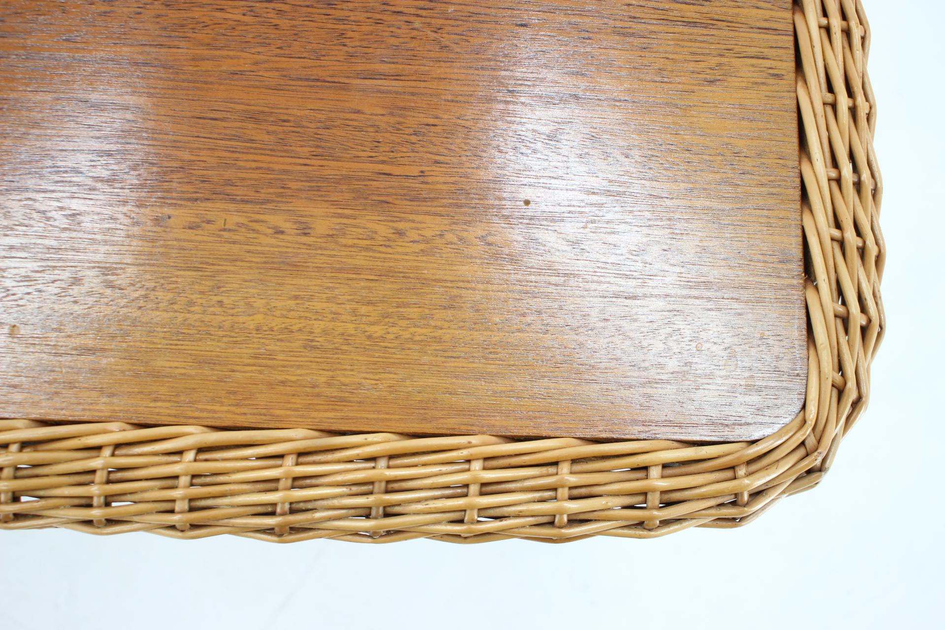 1970s Coffe Table with Rattan Edge, France For Sale 1