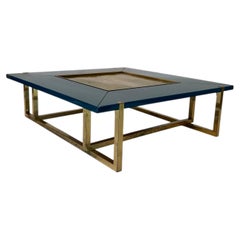 Alfredo Freda For Cittone Oggi Square Coffee Table Lacquered Brass 1970s Petti