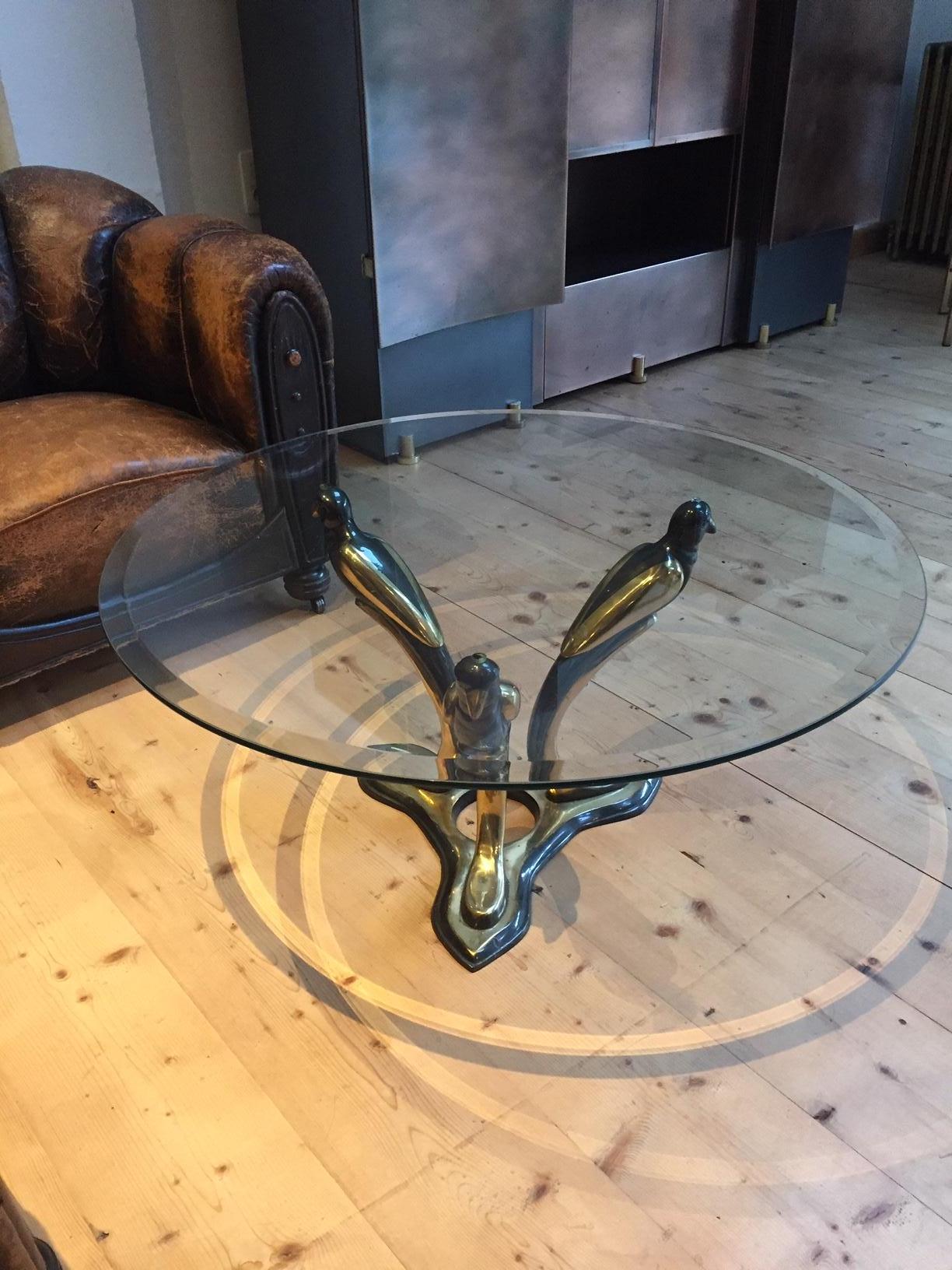 1970s Coffee Table Base with Birds, Black and Gold, France  8