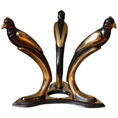 1970s Coffee Table Base with Birds, Black and Gold, France