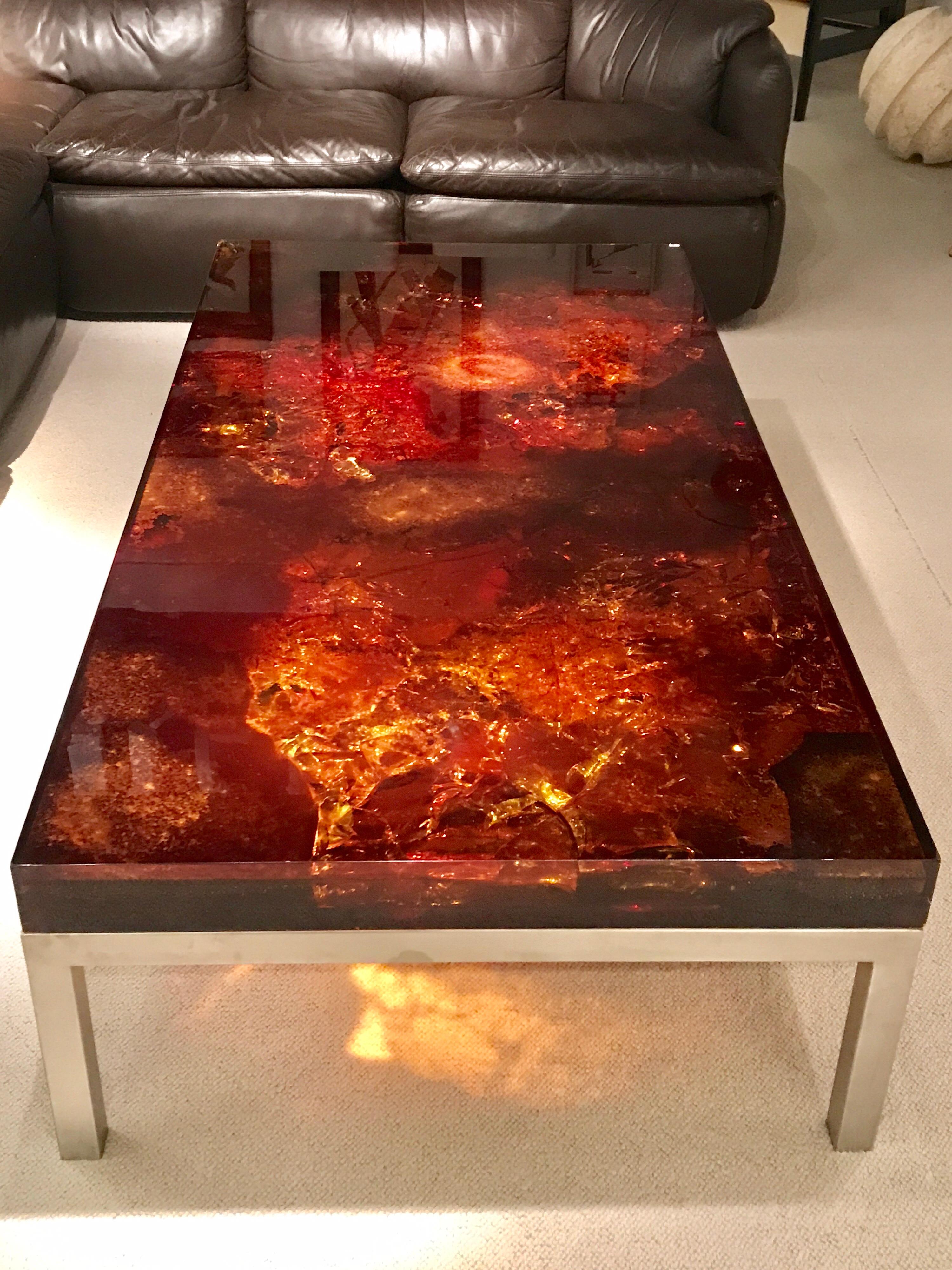 Resin 1970s Coffee Table by Marie-Claude de Fouquieres