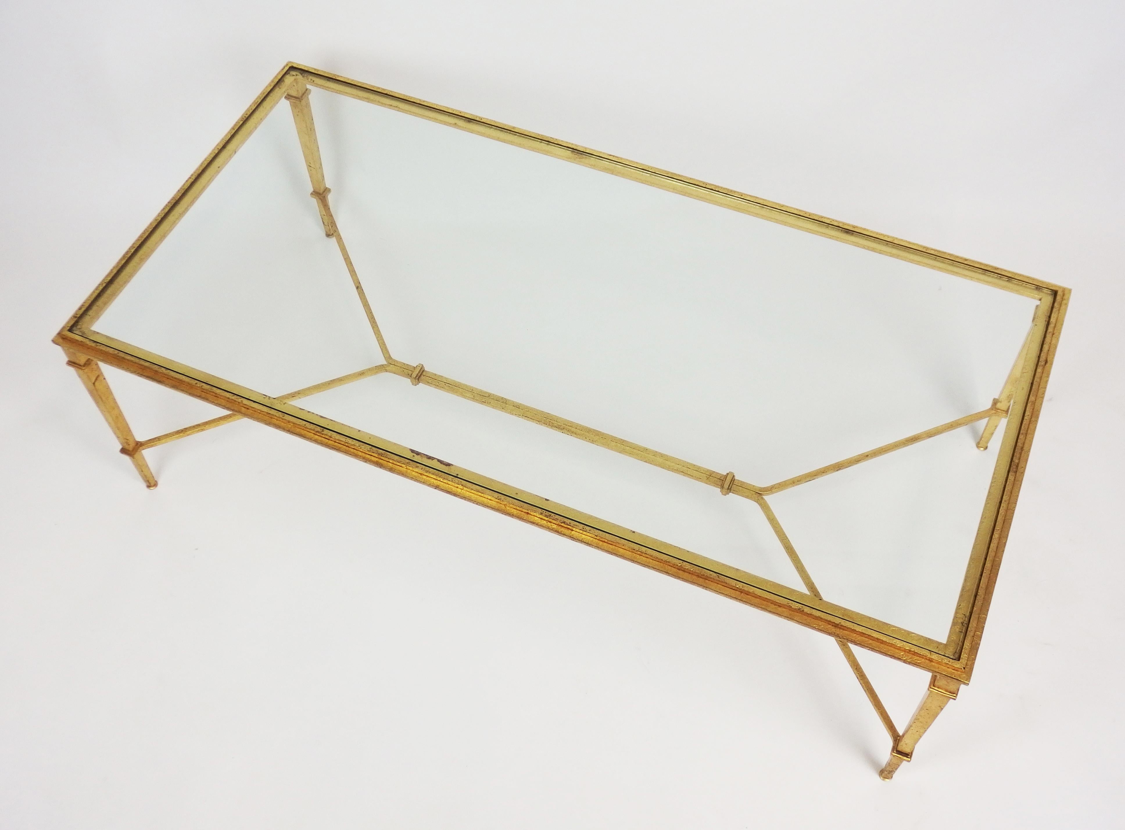 Gilt 1970s Coffee Table by Robert Thibier For Sale