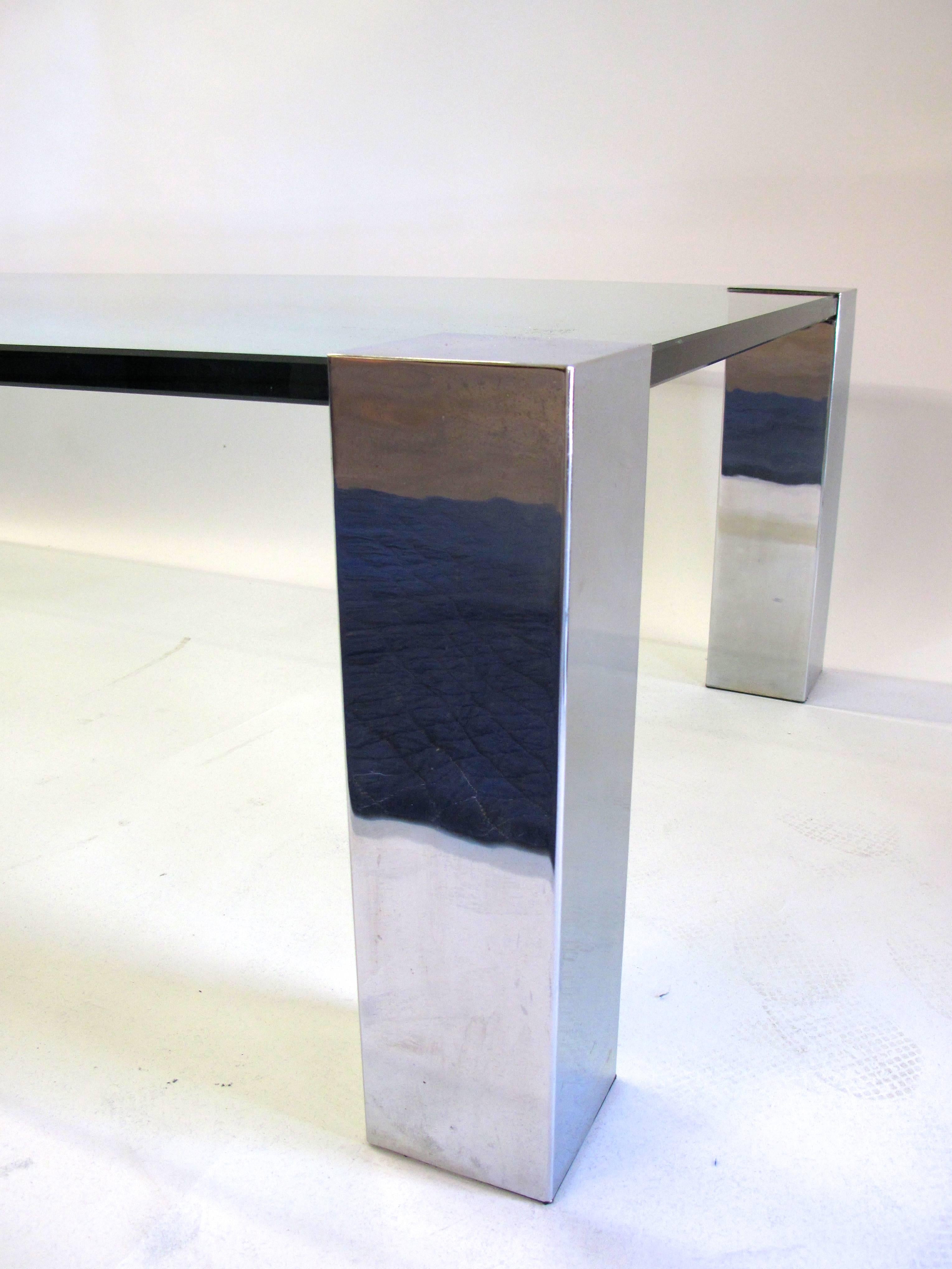 Italian 1970s Coffee Table in Glass and Chrome Attributed to Willy Rizzo