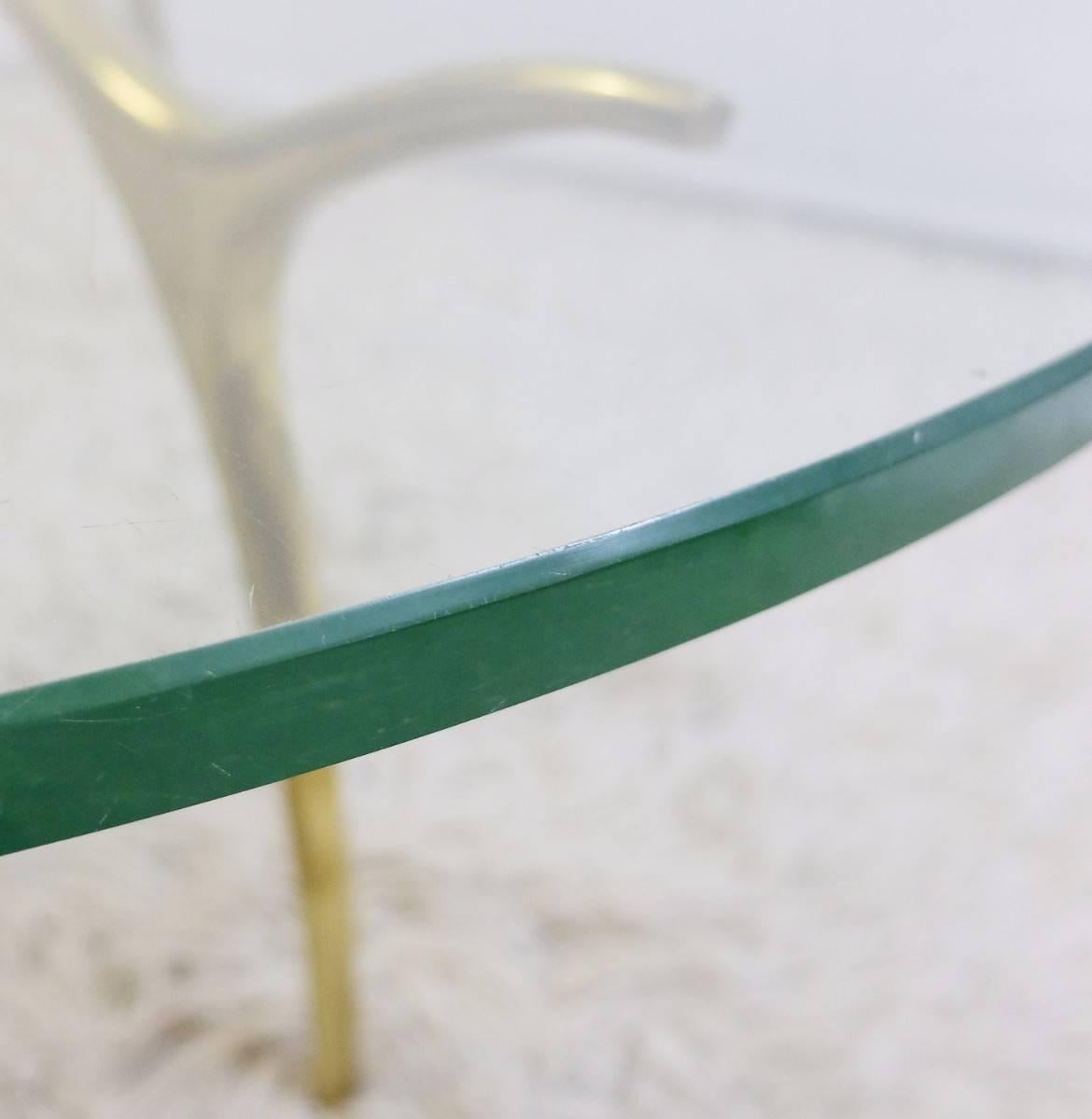 Late 20th Century 1970s Coffee Table in Glass and Polished Brass by Belgian Designer Kouloufi