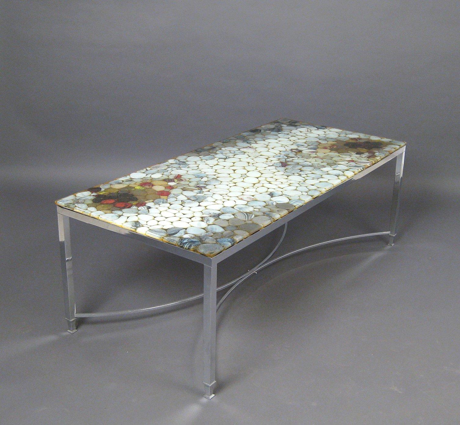 1970s Coffee Table With Natural Stone and Acrylic Top, Danish For Sale 1