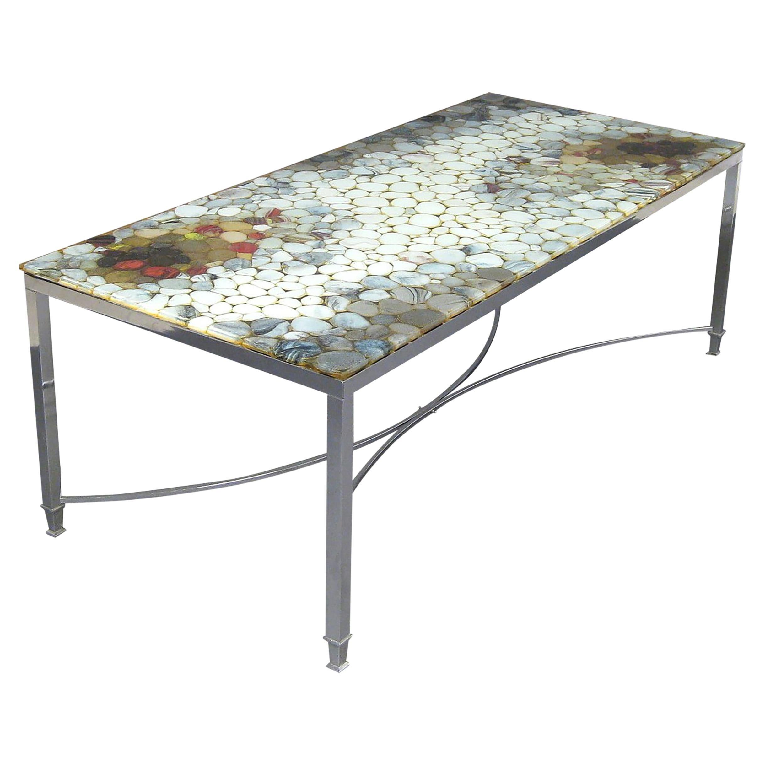 1970s Coffee Table With Natural Stone and Acrylic Top, Danish For Sale