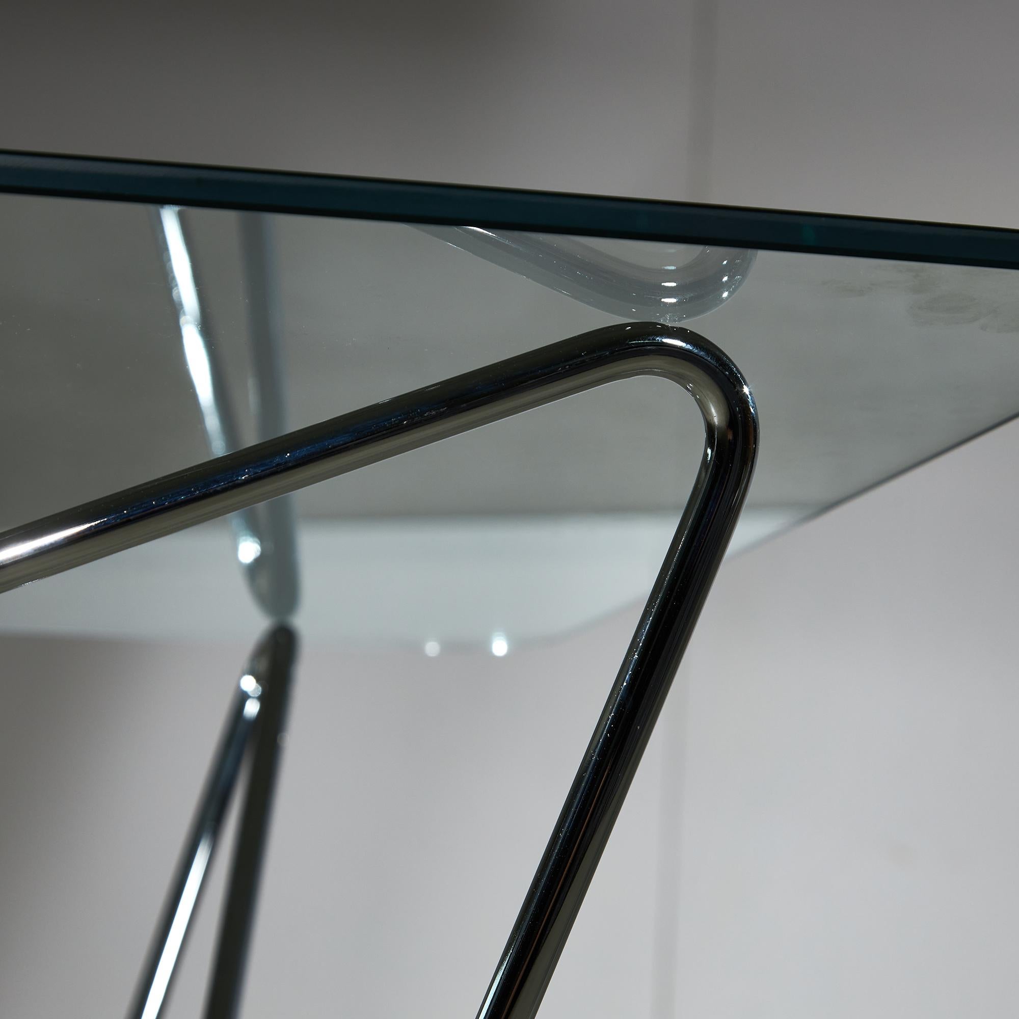 Late 20th Century 1970's Coffee Table with Tempered Glass on Zig-Zag Frame For Sale