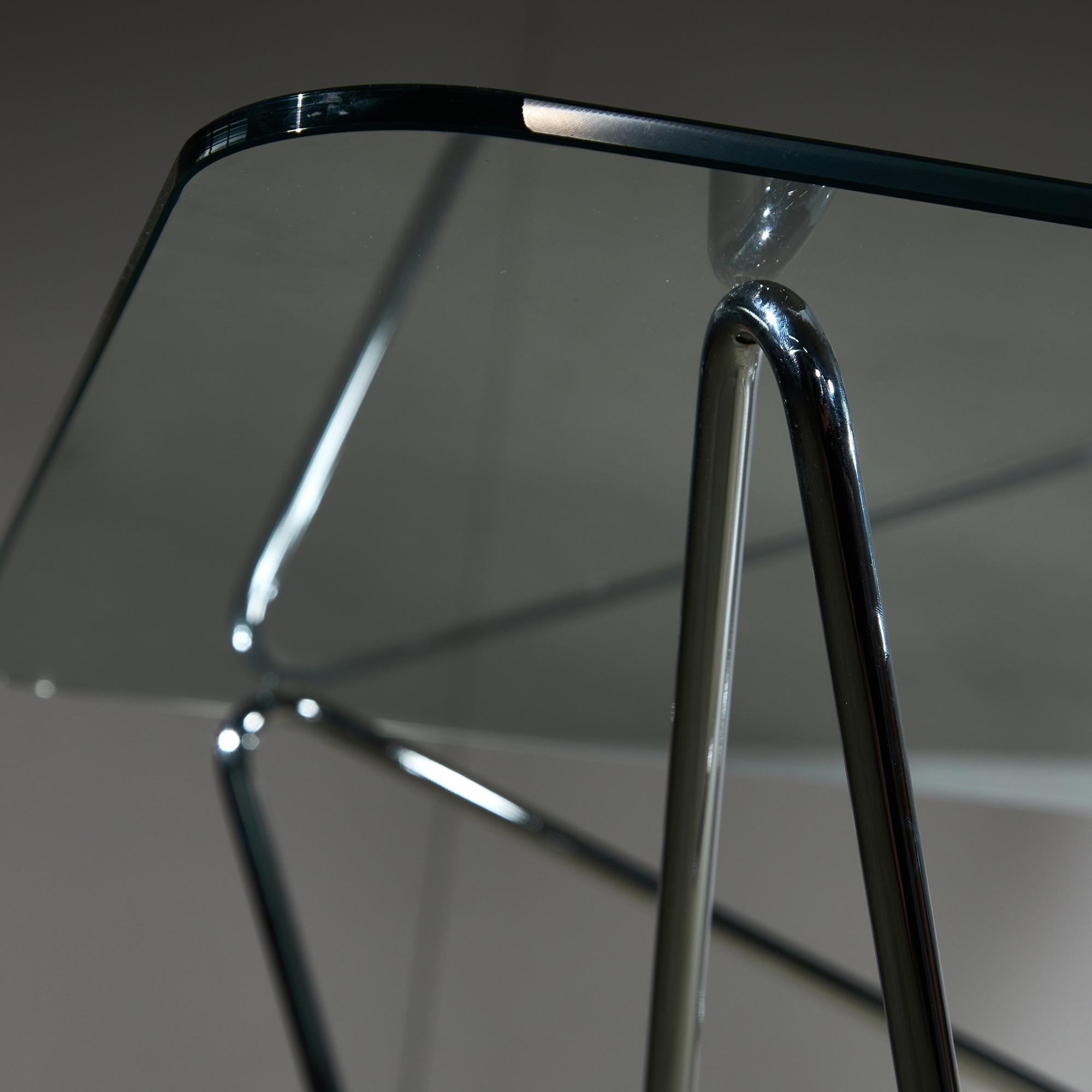 1970's Coffee Table with Tempered Glass on Zig-Zag Frame For Sale 1