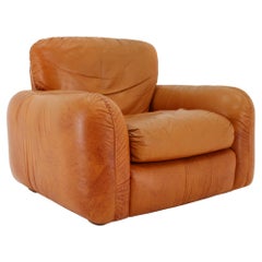 Vintage 1970s  Cognac Leather Armchair, Italy
