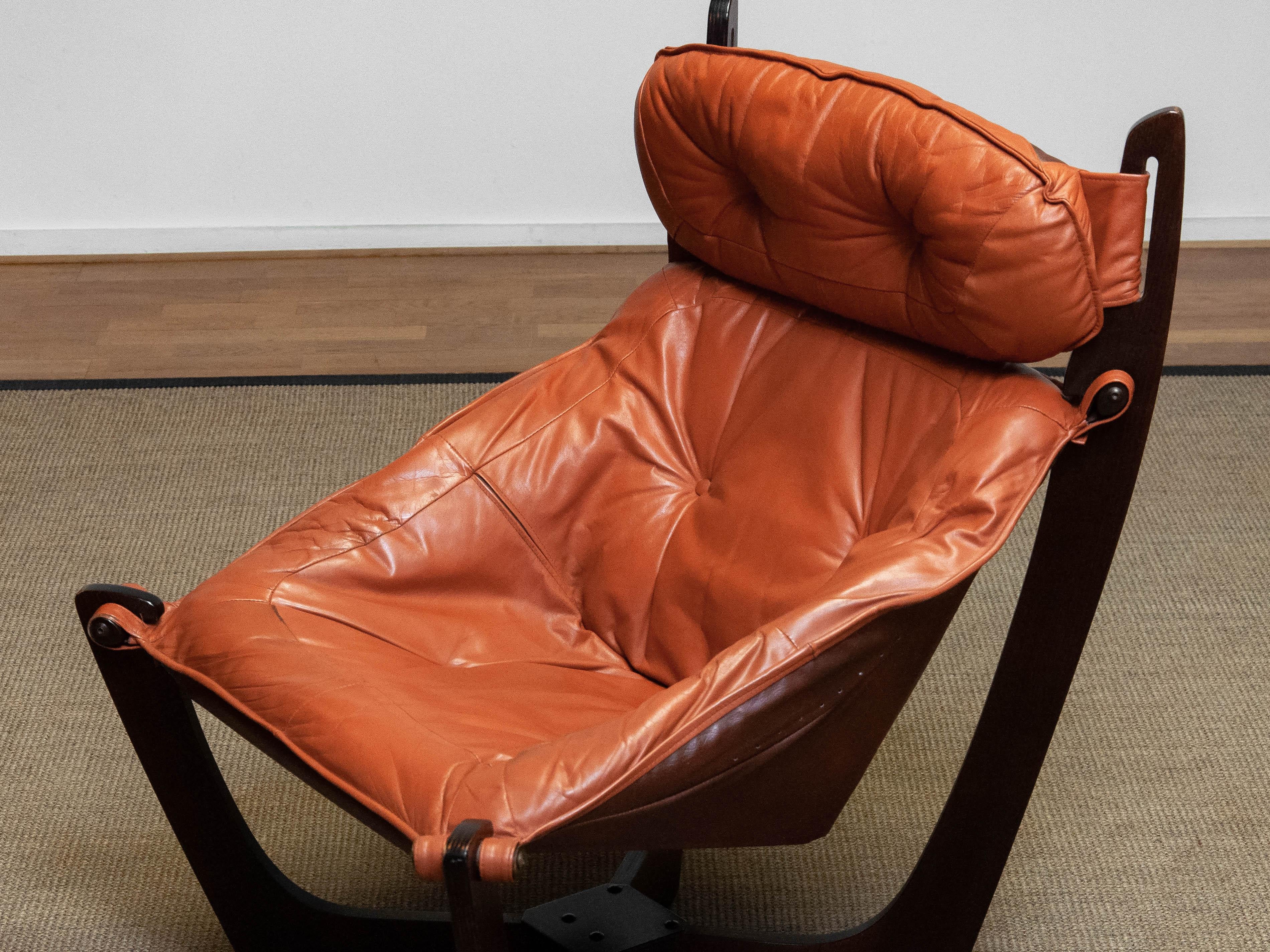 1970s Cognac Leather Lounge Chair 'Luna' by Odd Knutsen for Hjellegjerde Møbler 2