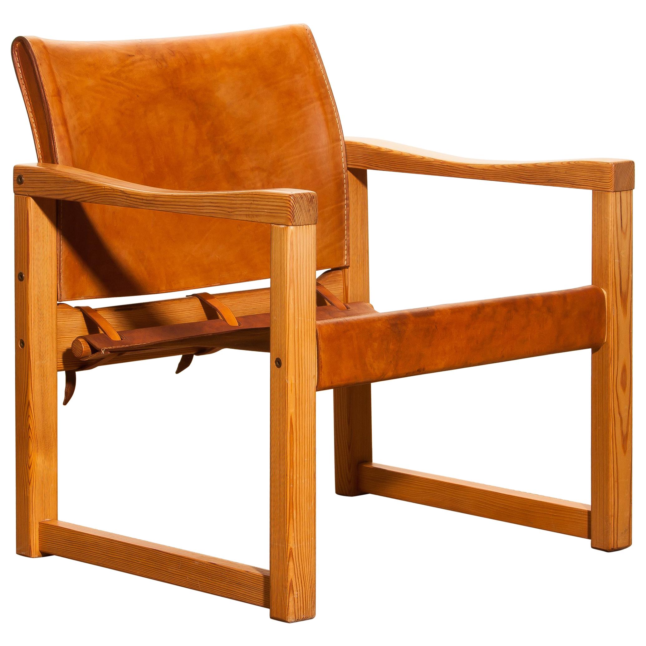 1970s, Cognac Leather Safari Chair by Karin Mobring, Sweden