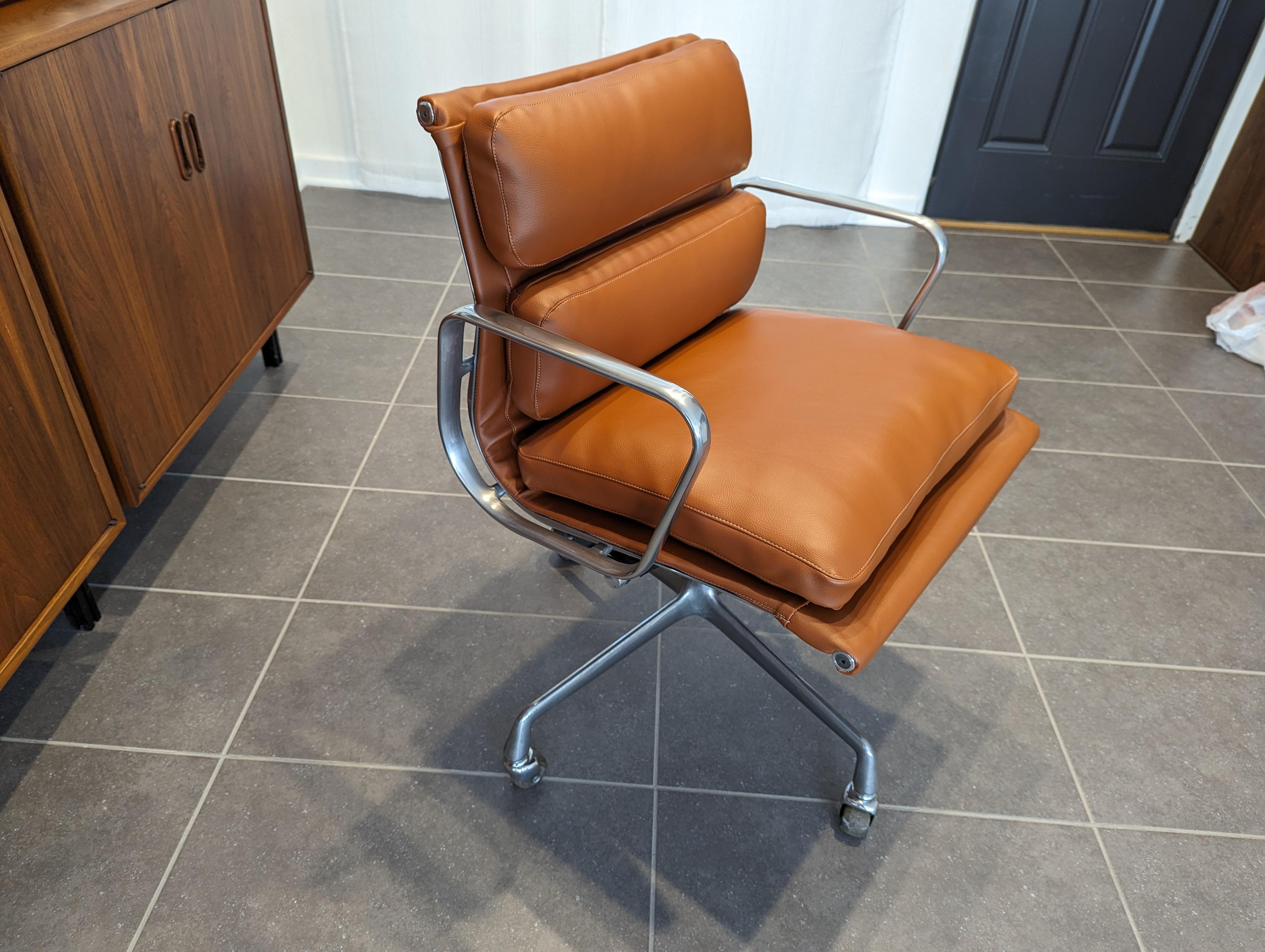 1970s Cognac Soft Pad Chair by Charles & Ray Eames for Herman Miller 1
