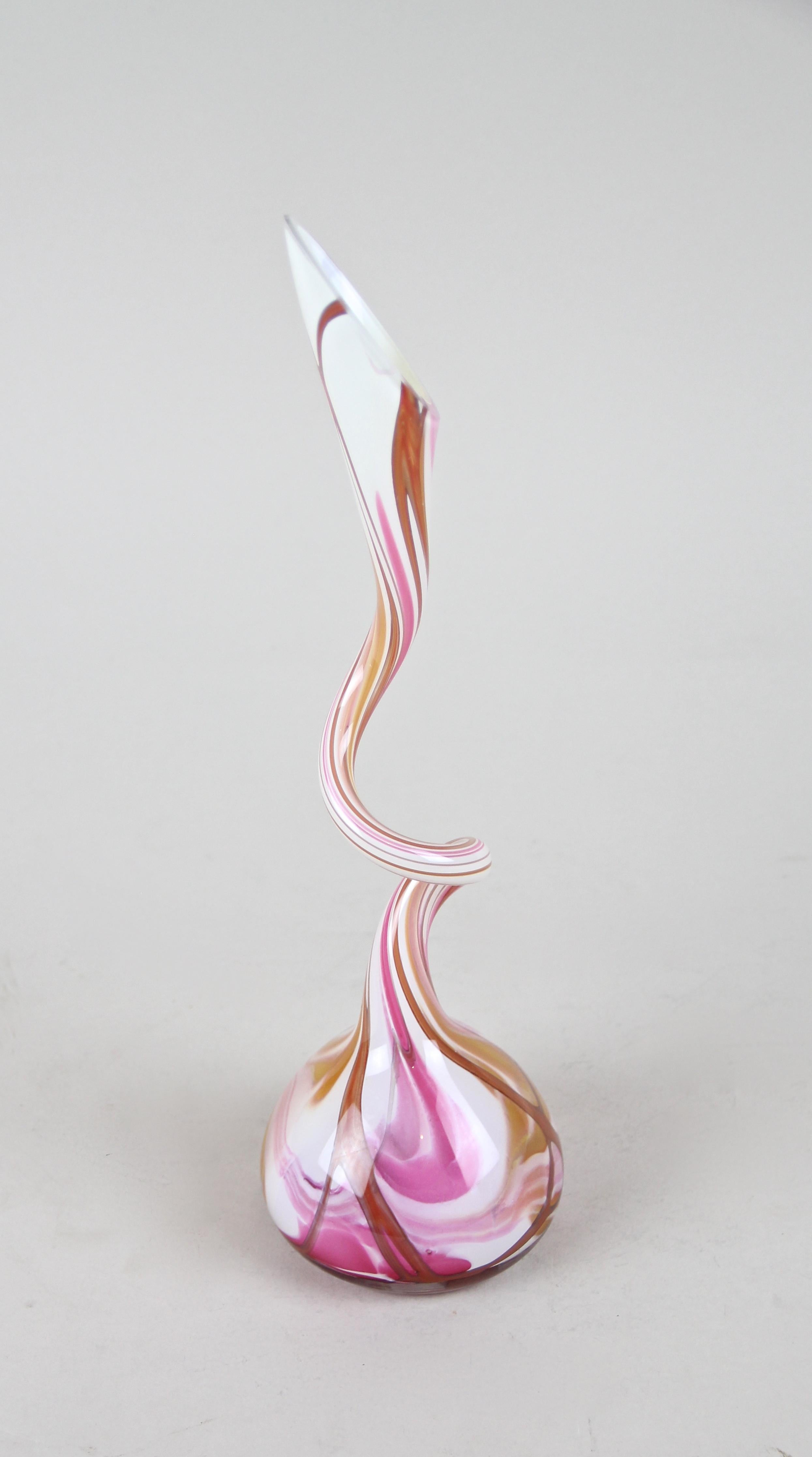 Austrian 1970s Colored Flashed Glass Vase, Austria, circa 1970 For Sale