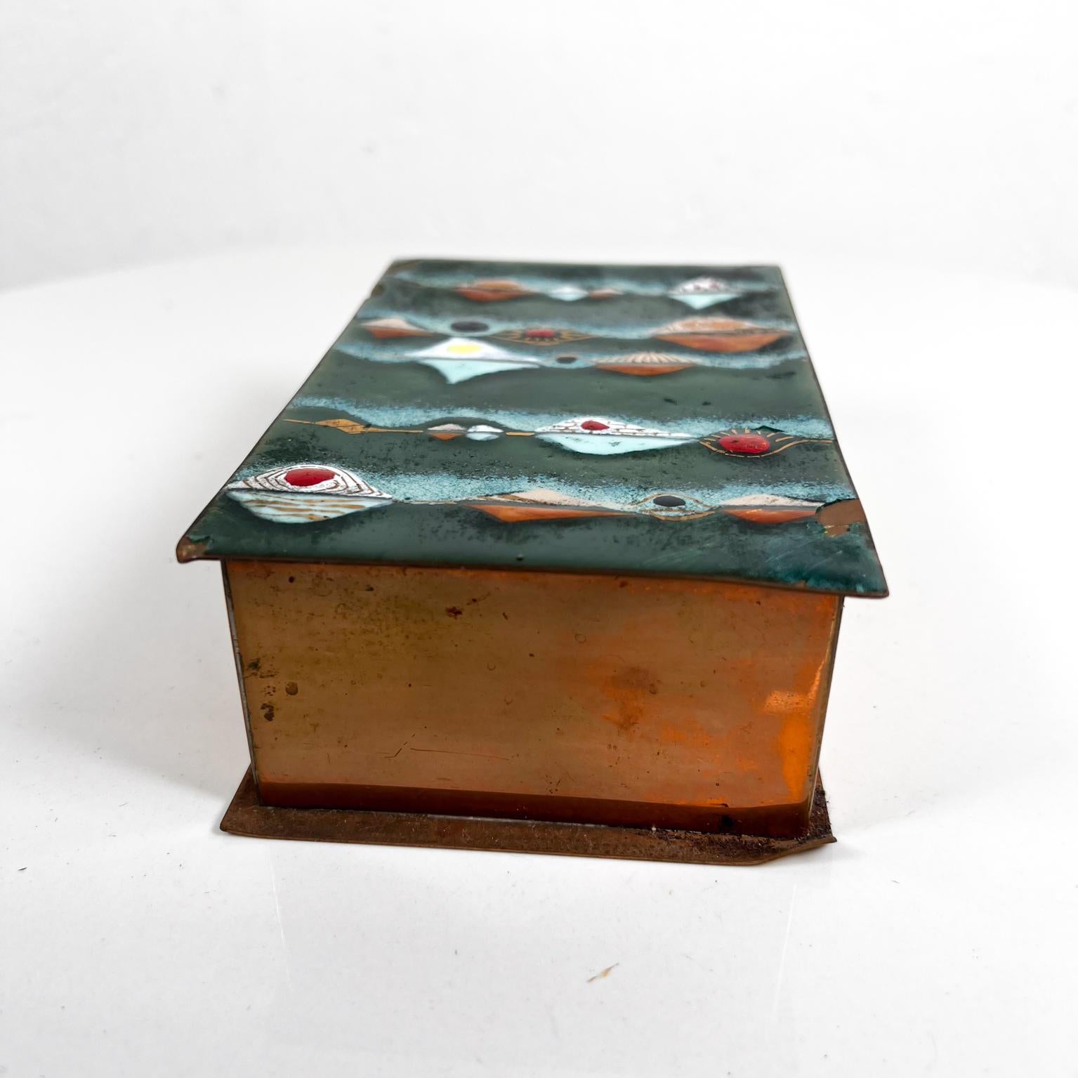 1970s Elegant Copper Enamel Artisan Trinket Box 5