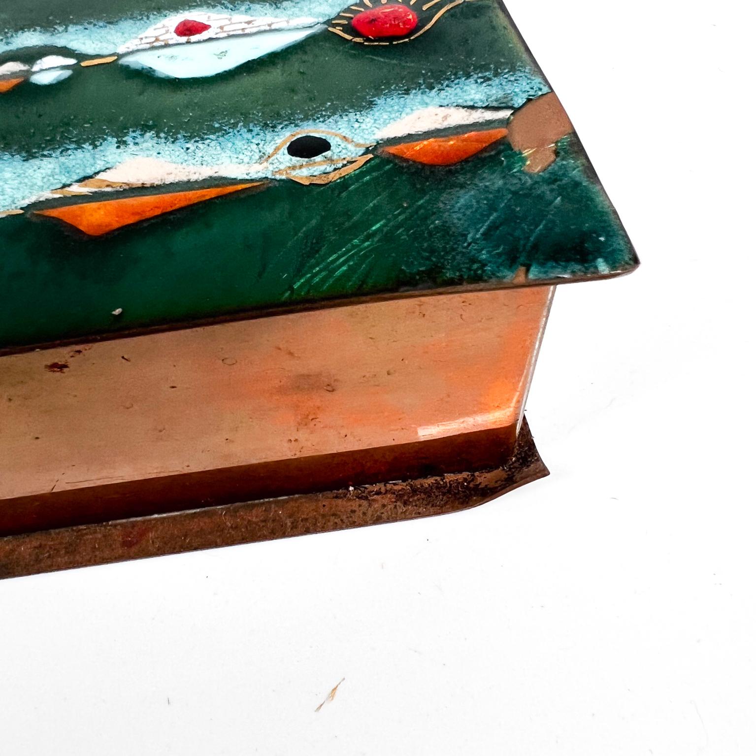 1970s Elegant Copper Enamel Artisan Trinket Box 6