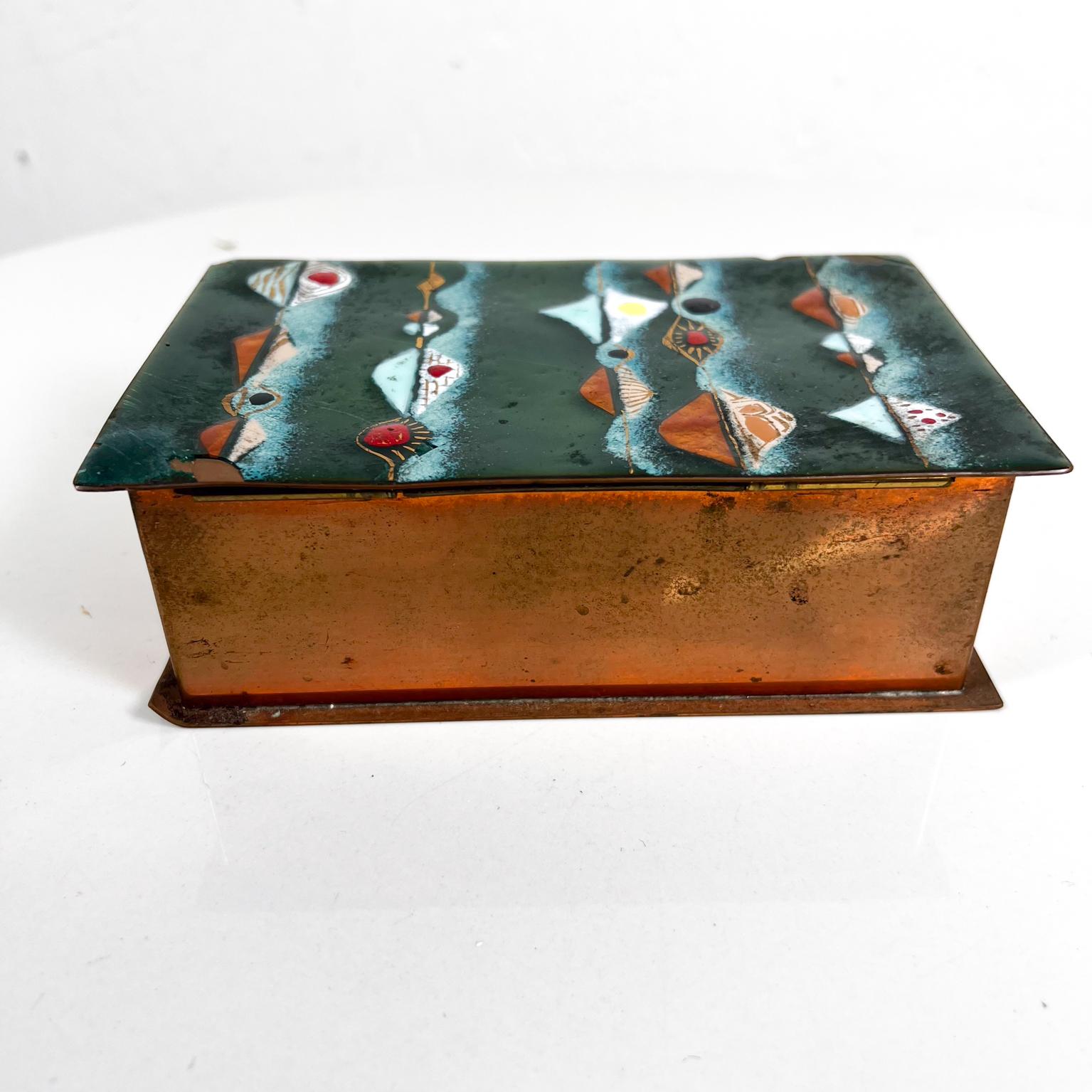 1970s Elegant Copper Enamel Artisan Trinket Box 8