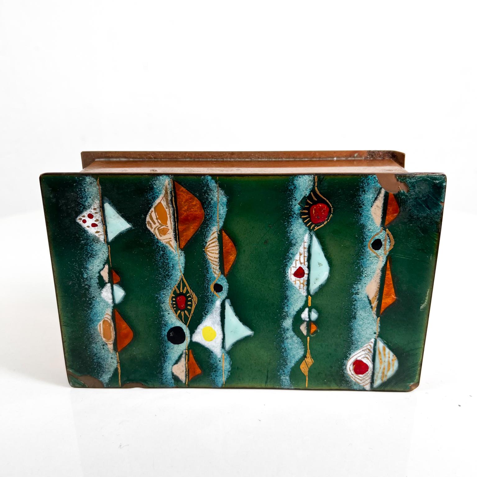 1970s Elegant Copper Enamel Artisan Trinket Box 11