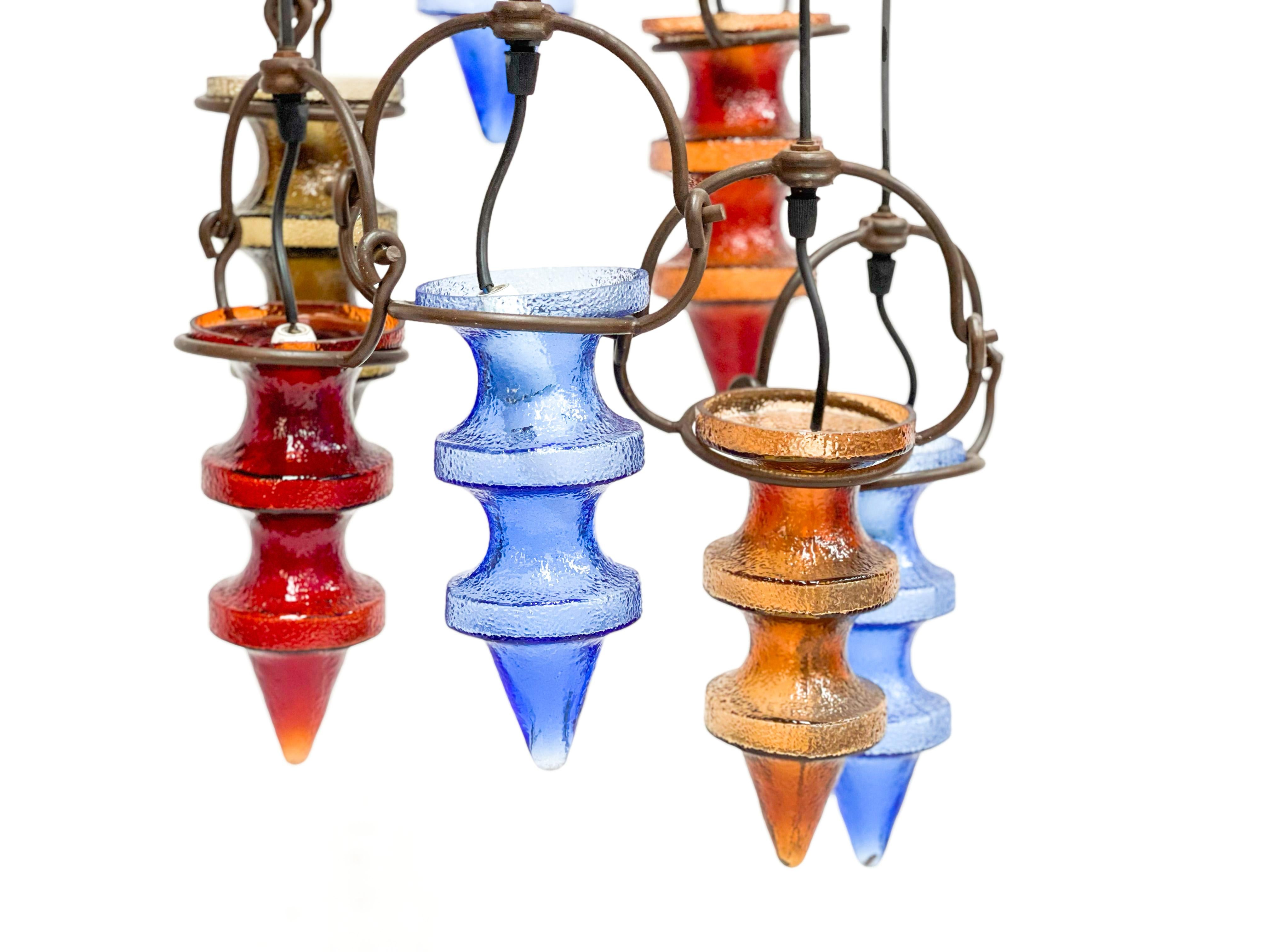 1970's Colorful Belgian Glass Chandelier by Nanny Still for Massive For Sale 6