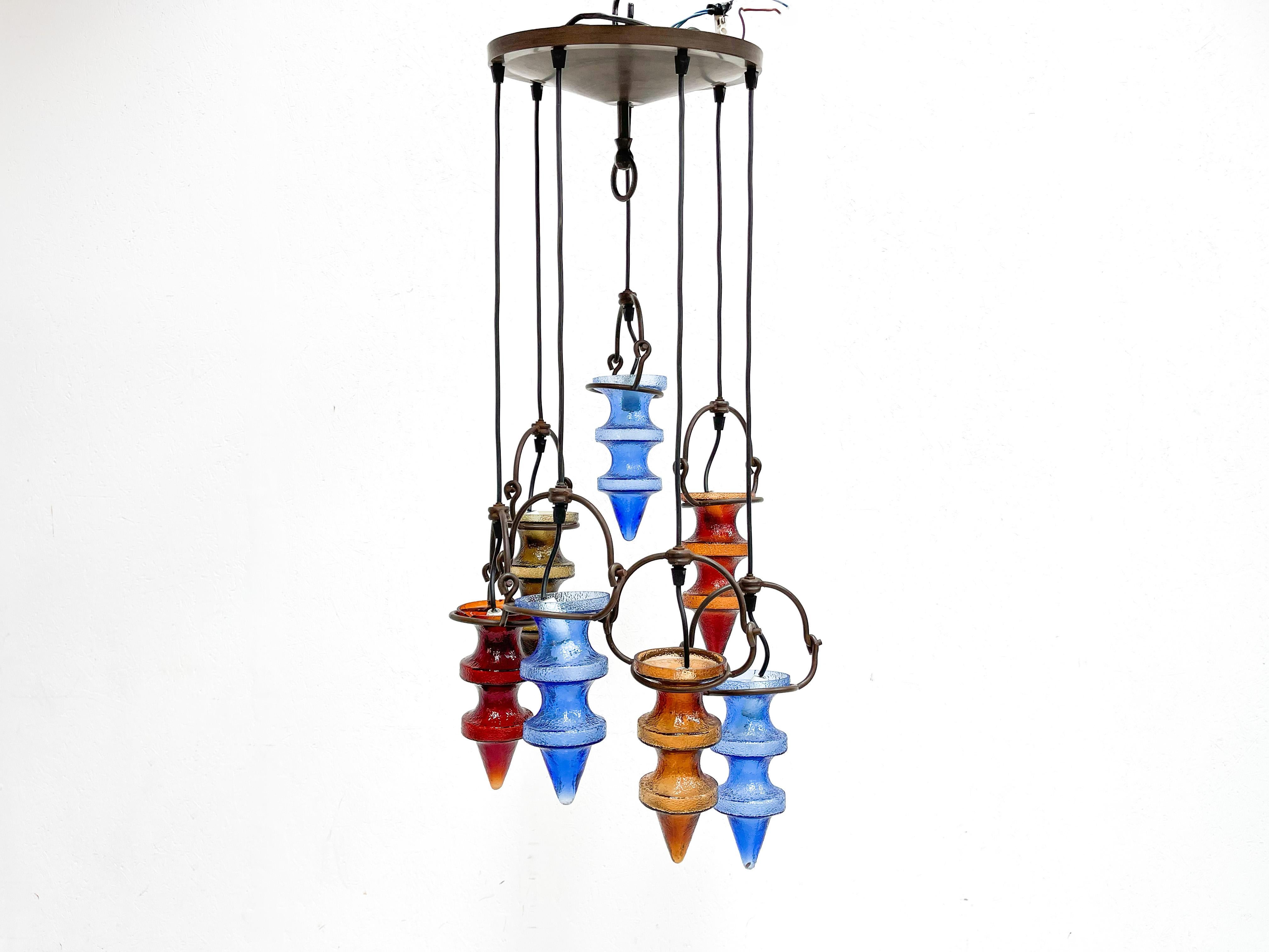 1970's Colorful Belgian Glass Chandelier by Nanny Still for Massive For Sale 7