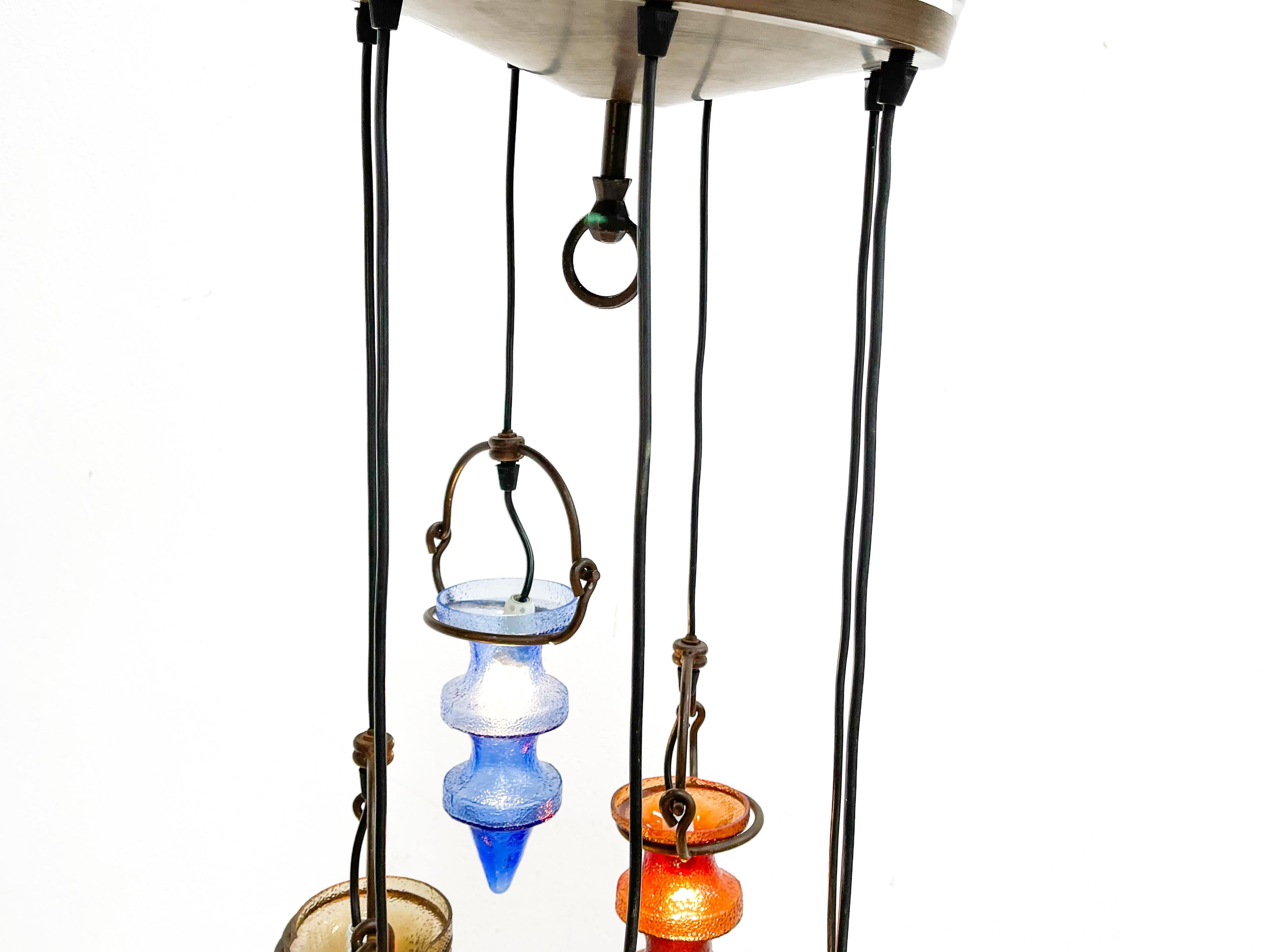 1970's Colorful Belgian Glass Chandelier by Nanny Still for Massive For Sale 2