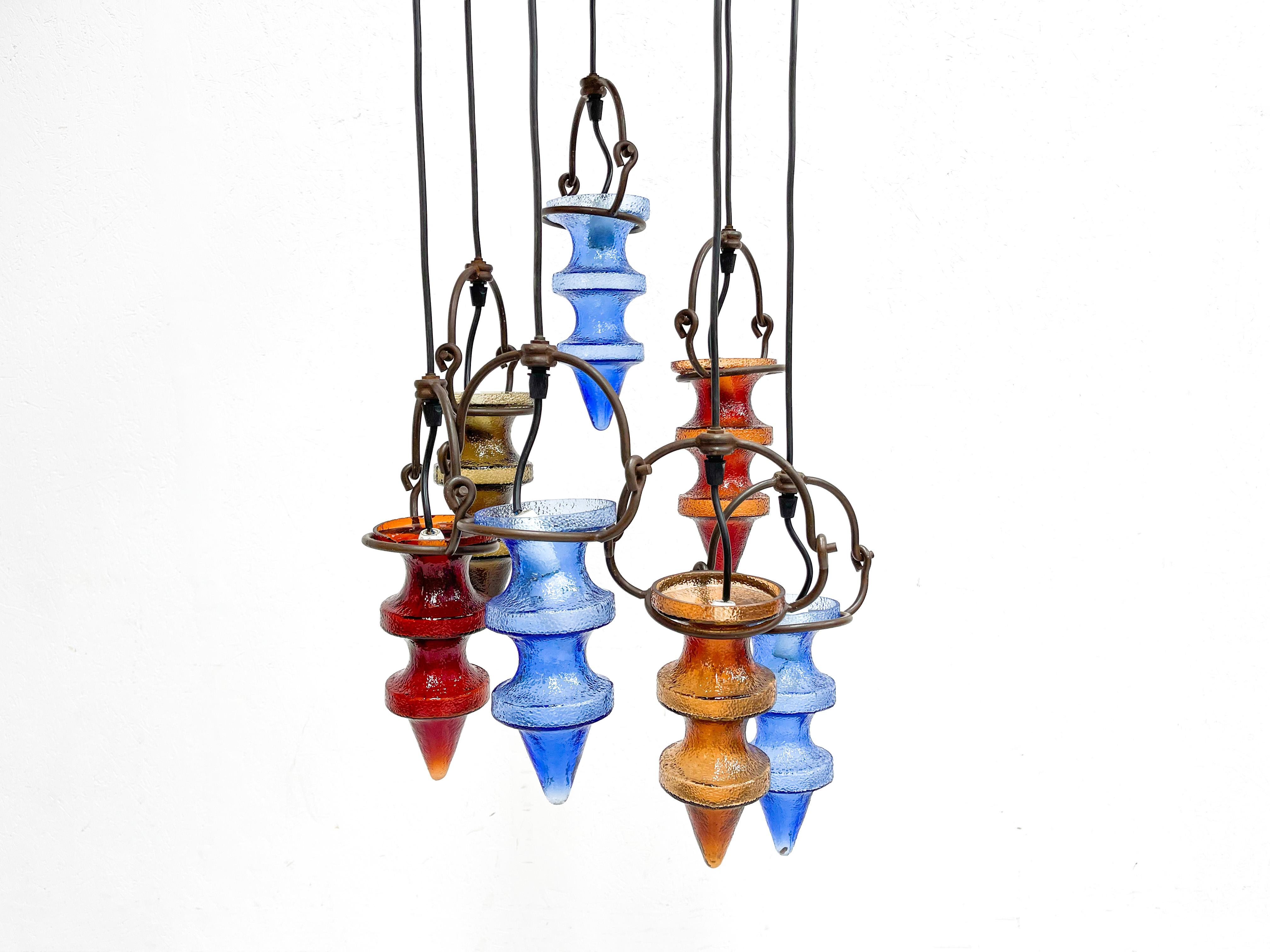 1970's Colorful Belgian Glass Chandelier by Nanny Still for Massive For Sale 4