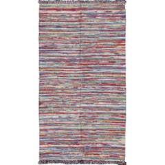 Large Colorful American Braided Rug with Horizontal Stripes 6' 10" x 12'
