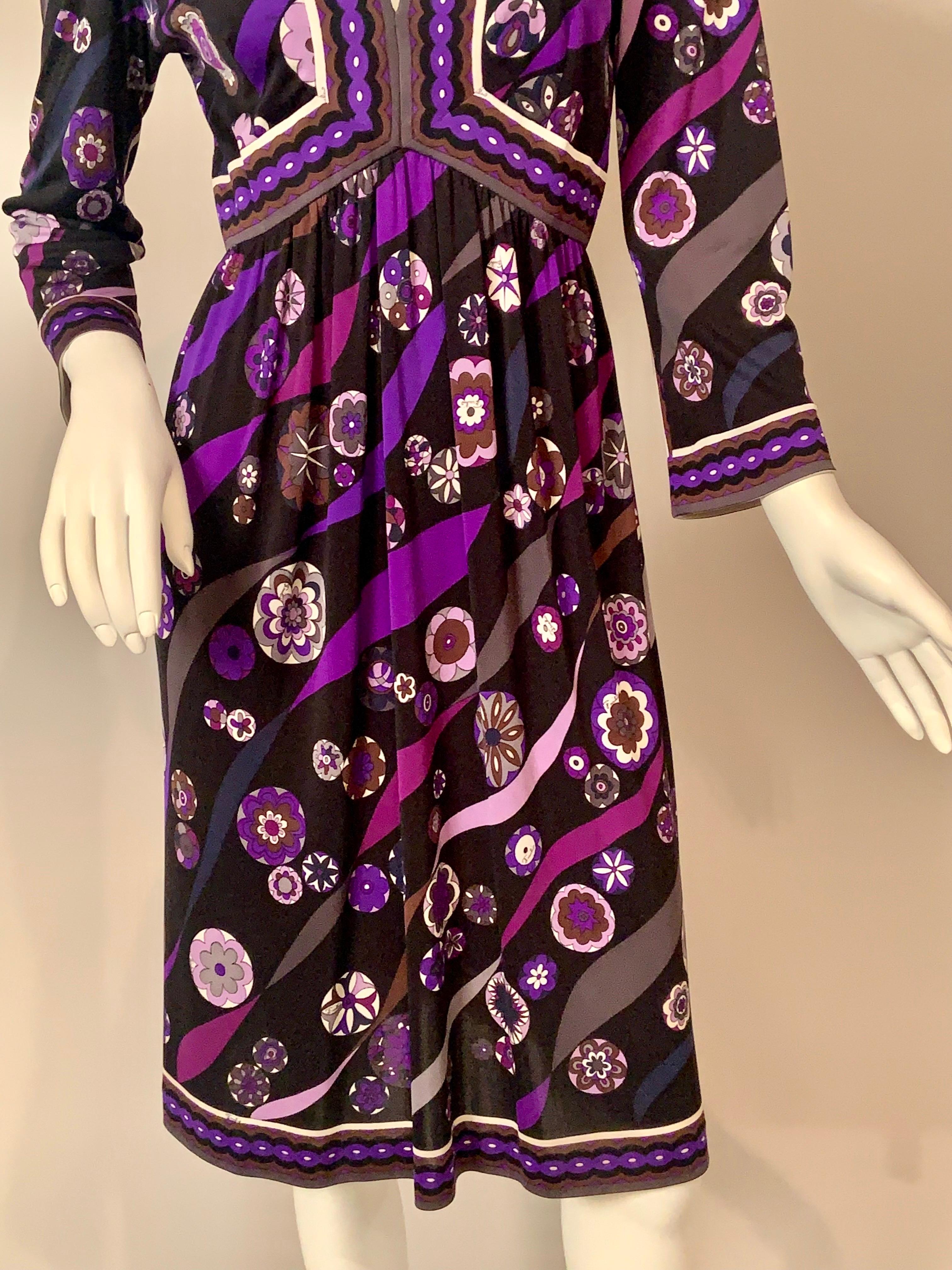 1970's Colorful Emilio Pucci Silk Jersey Dress In Excellent Condition In New Hope, PA