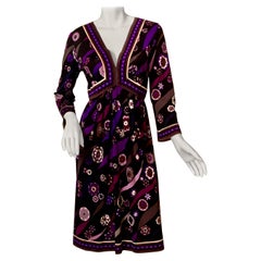 Vestido de punto de seda colorido de los años 70 de Emilio Pucci