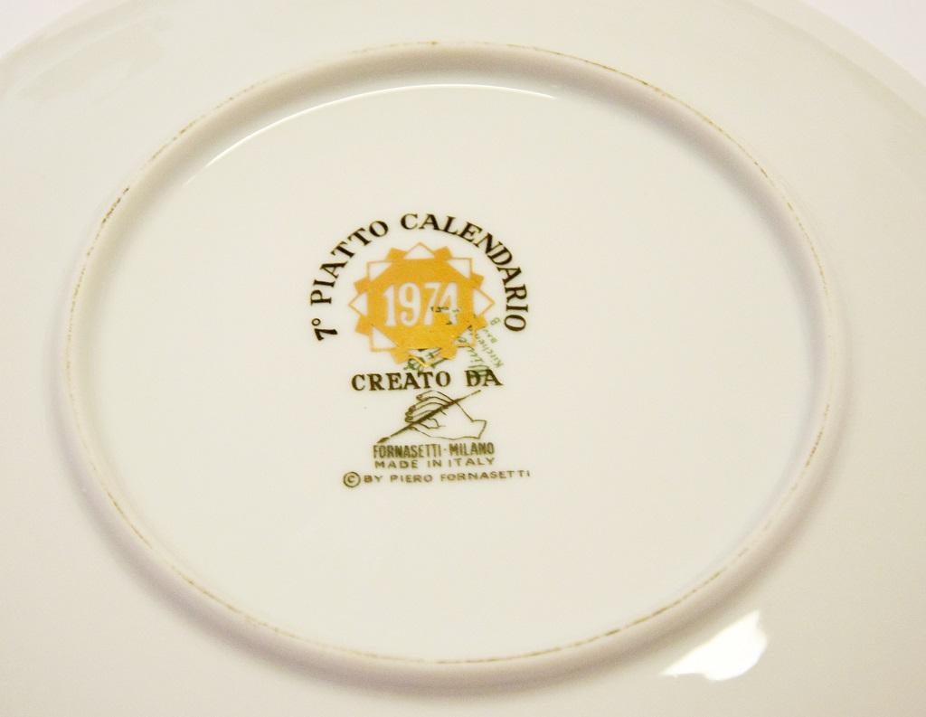 Italian 1970s Set of Vintage Porcelain Plates, by Piero Fornasetti For Sale