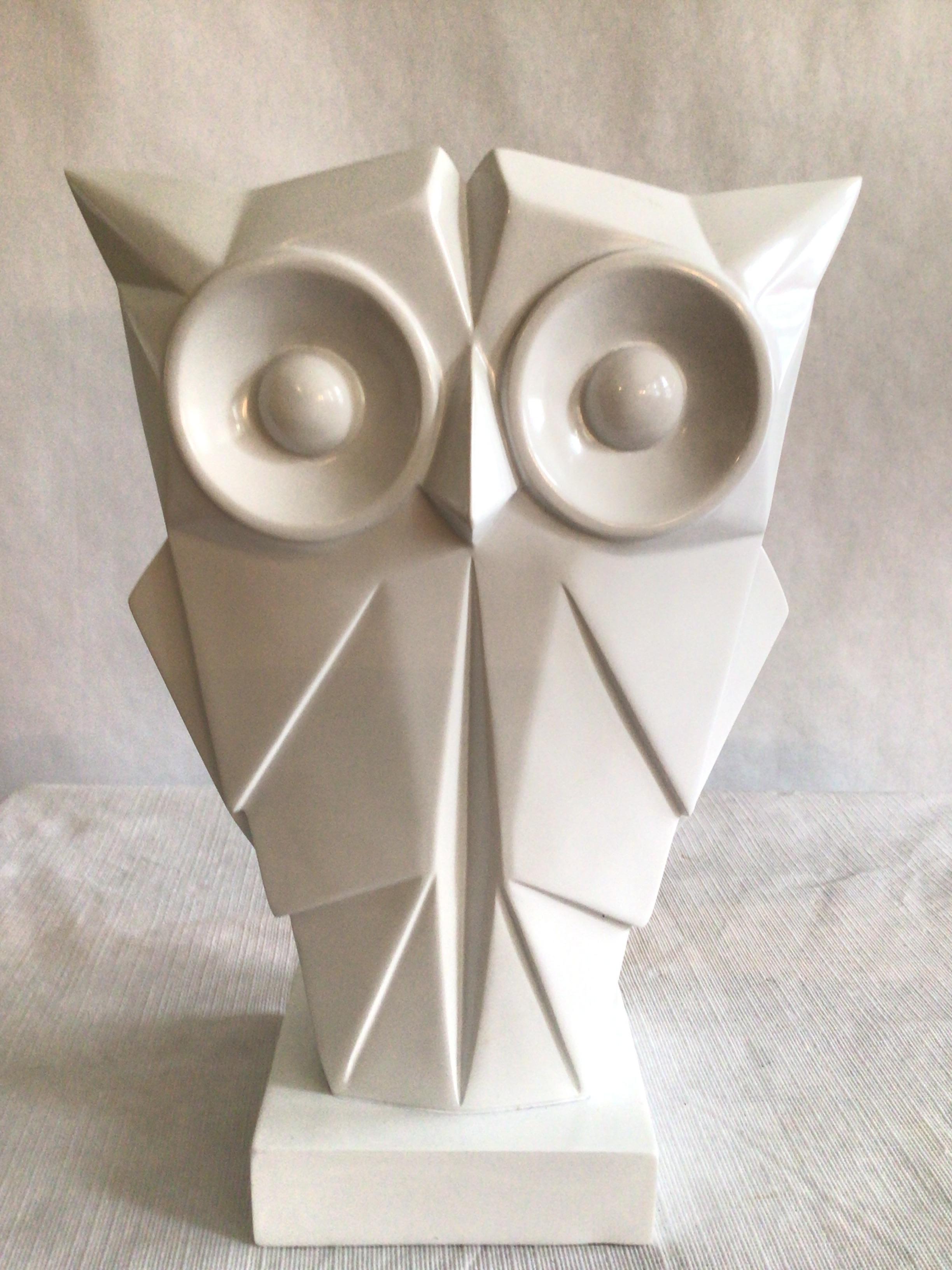 Late 20th Century 1970s Composition Sculptural Owl Art Deco Style For Sale