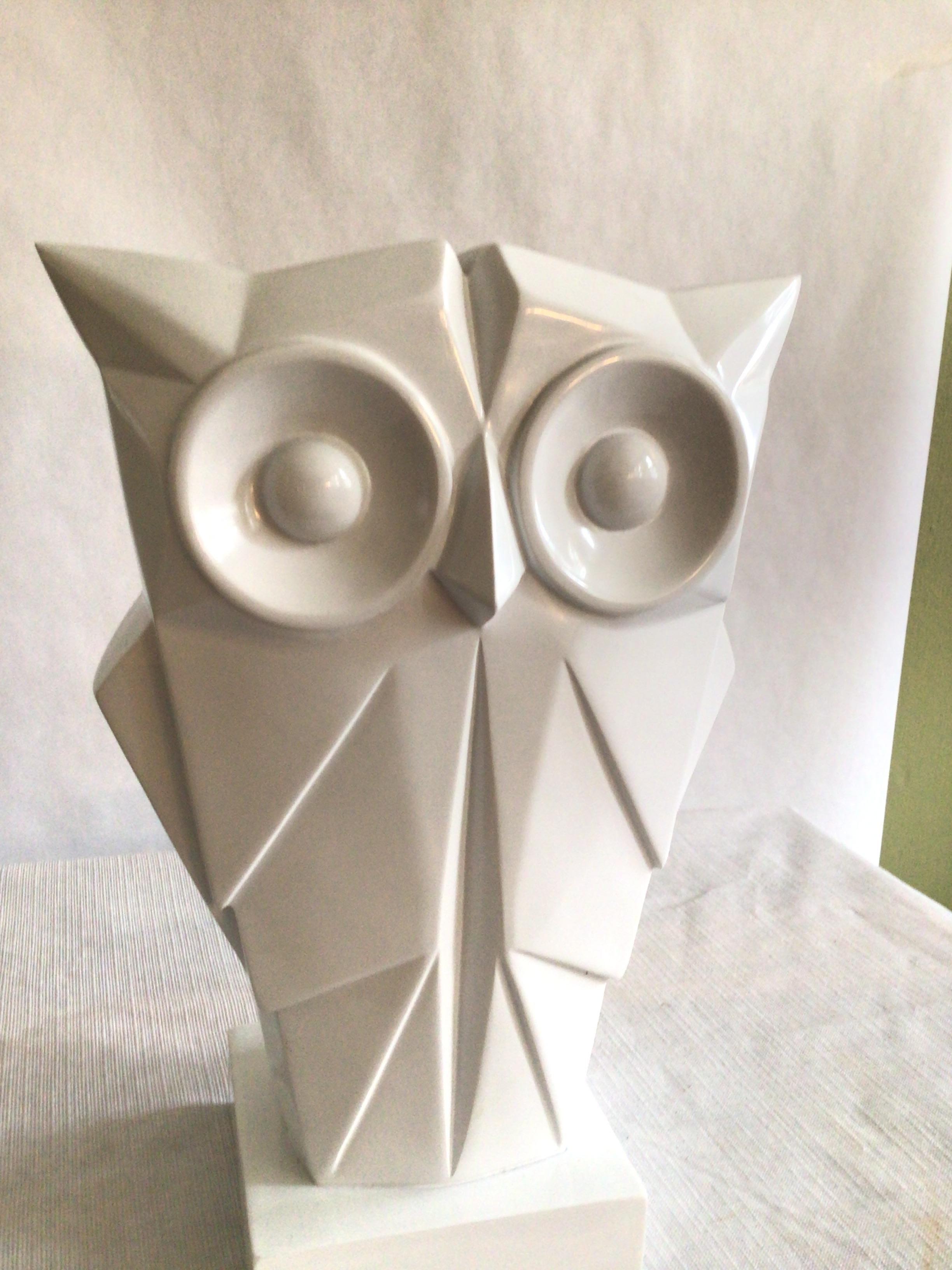 Late 20th Century 1970s Composition Sculptural Owl Art Deco Style For Sale