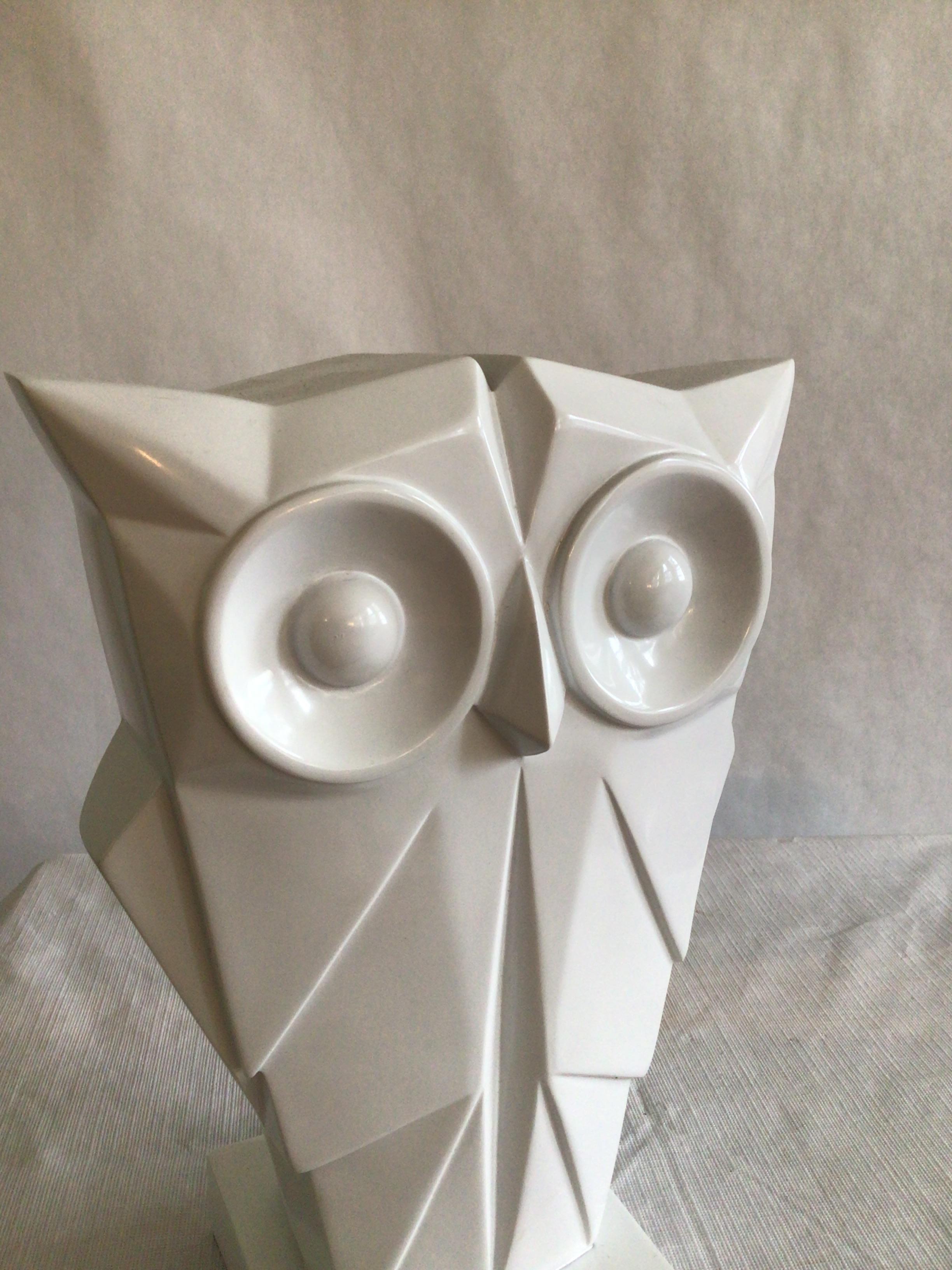 1970s Composition Sculptural Owl Art Deco Style For Sale 1