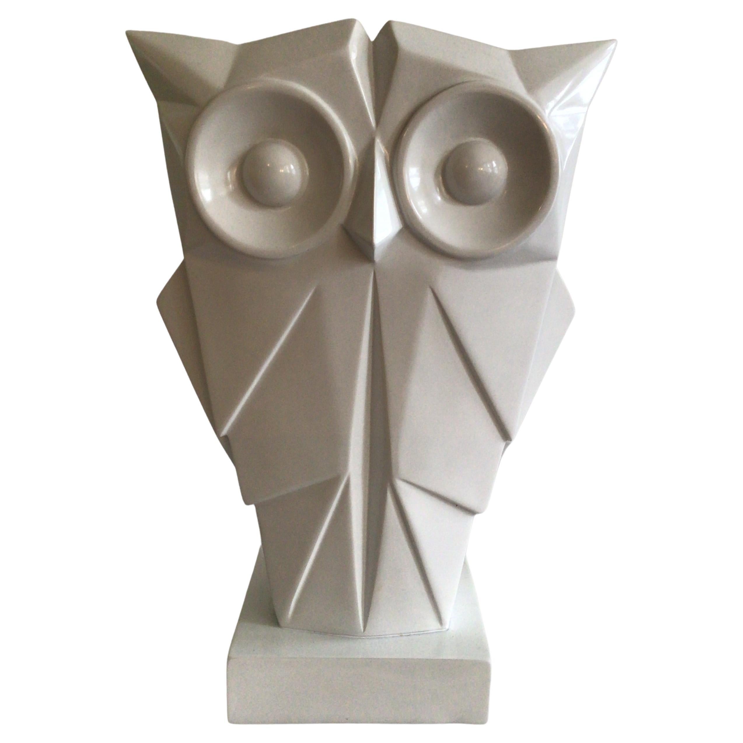 1970s Composition Sculptural Owl Art Deco Style For Sale