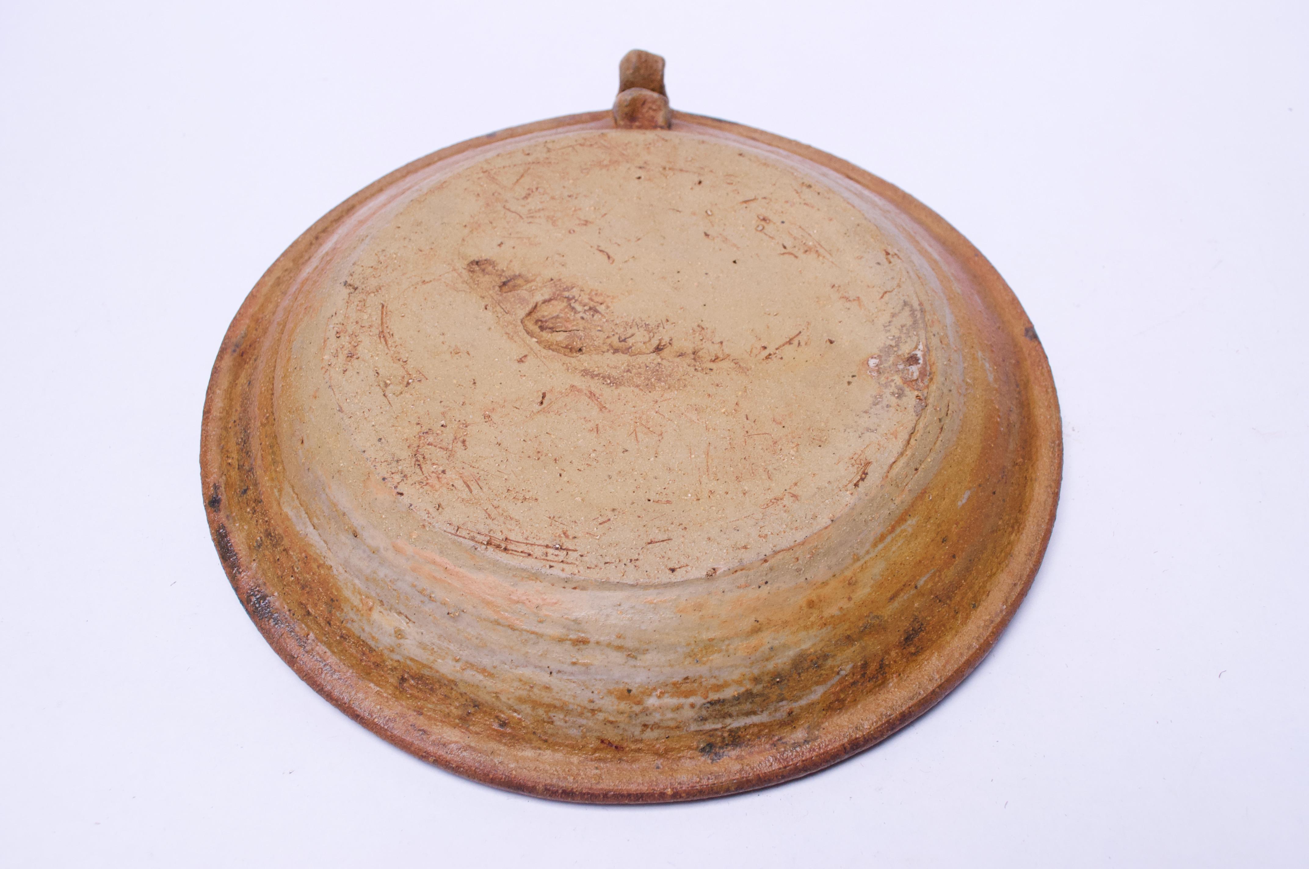 1970s Concentric Circle Stoneware Charger in Blue and Brown In Good Condition For Sale In Brooklyn, NY