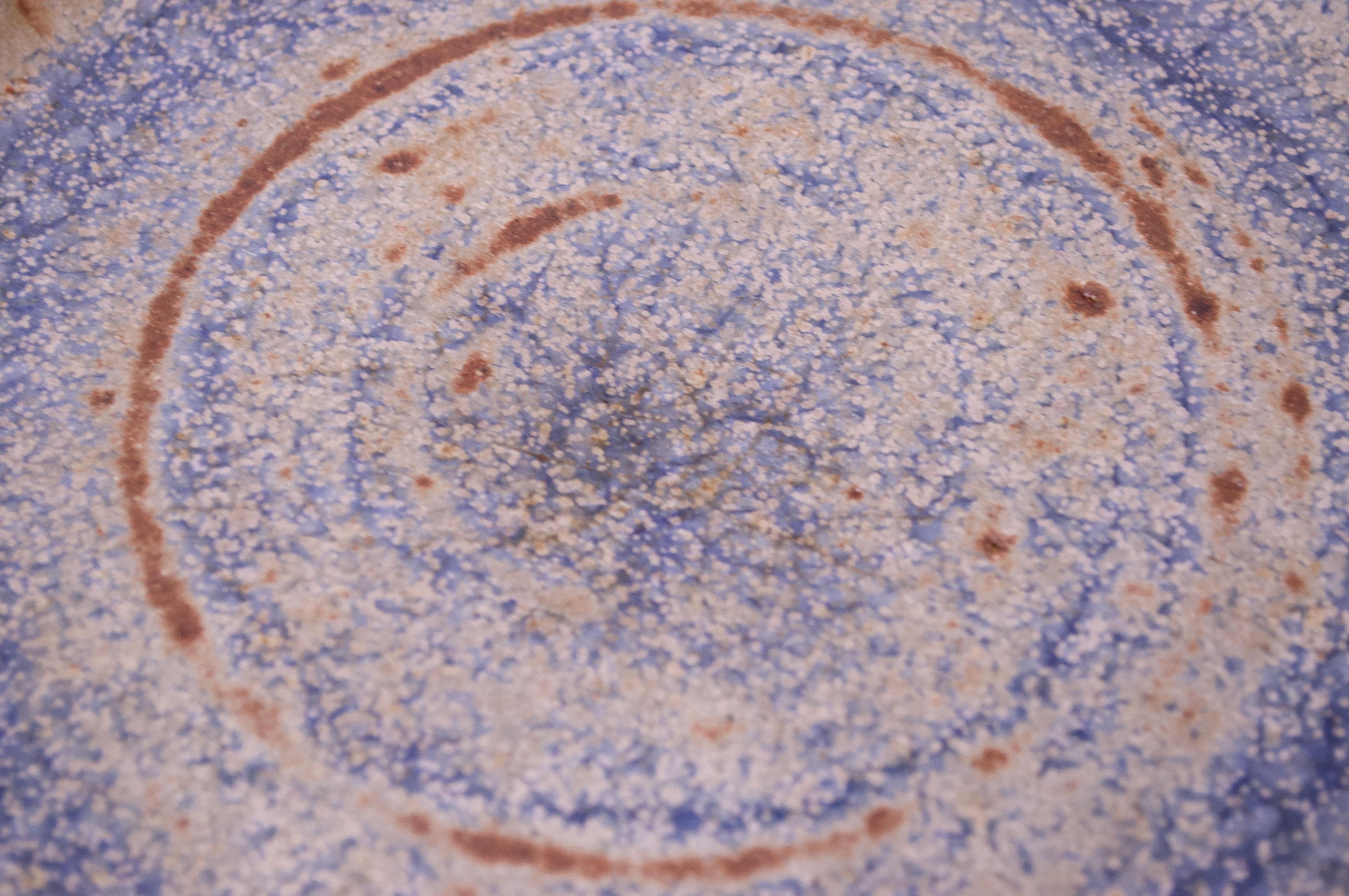 1970s Concentric Circle Stoneware Charger in Blue and Brown For Sale 1