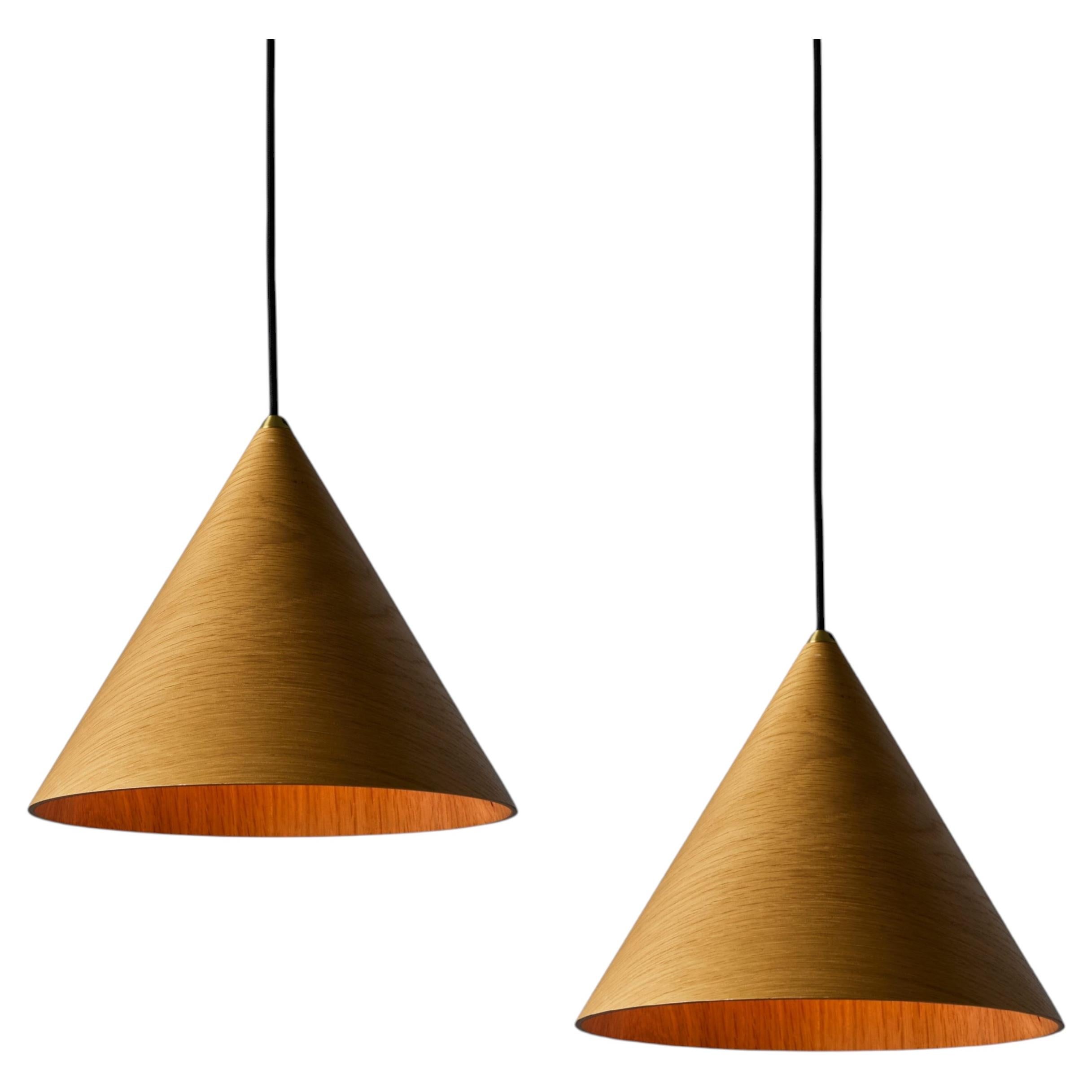 1970s Conical Wooden Pendant Lamp Attributed to Hans Agne Jakobsson For Sale
