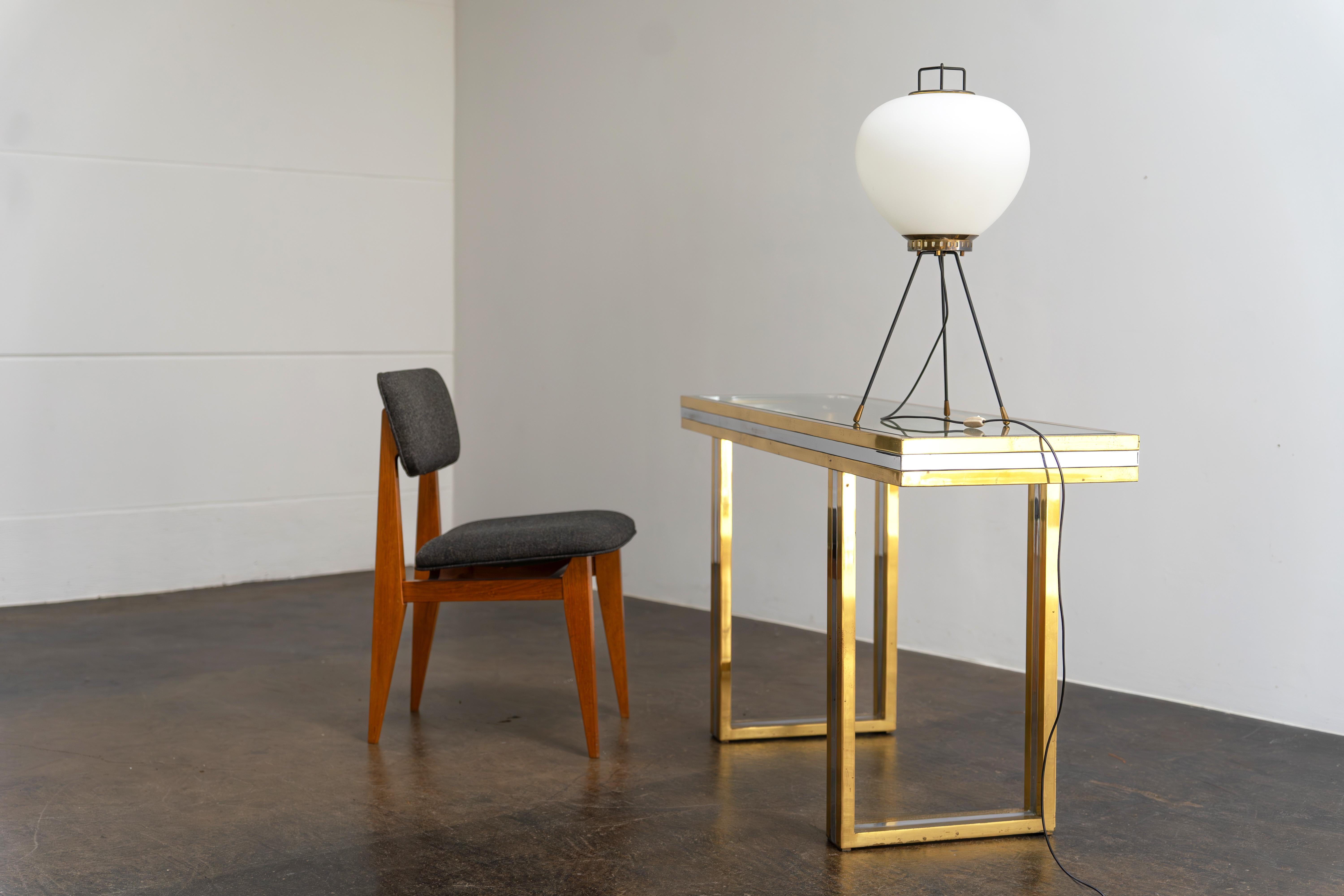 Italian 1970s Console Table attr. Romeo Rega, Brass, Chrome and Glass, Hollywood Regency For Sale