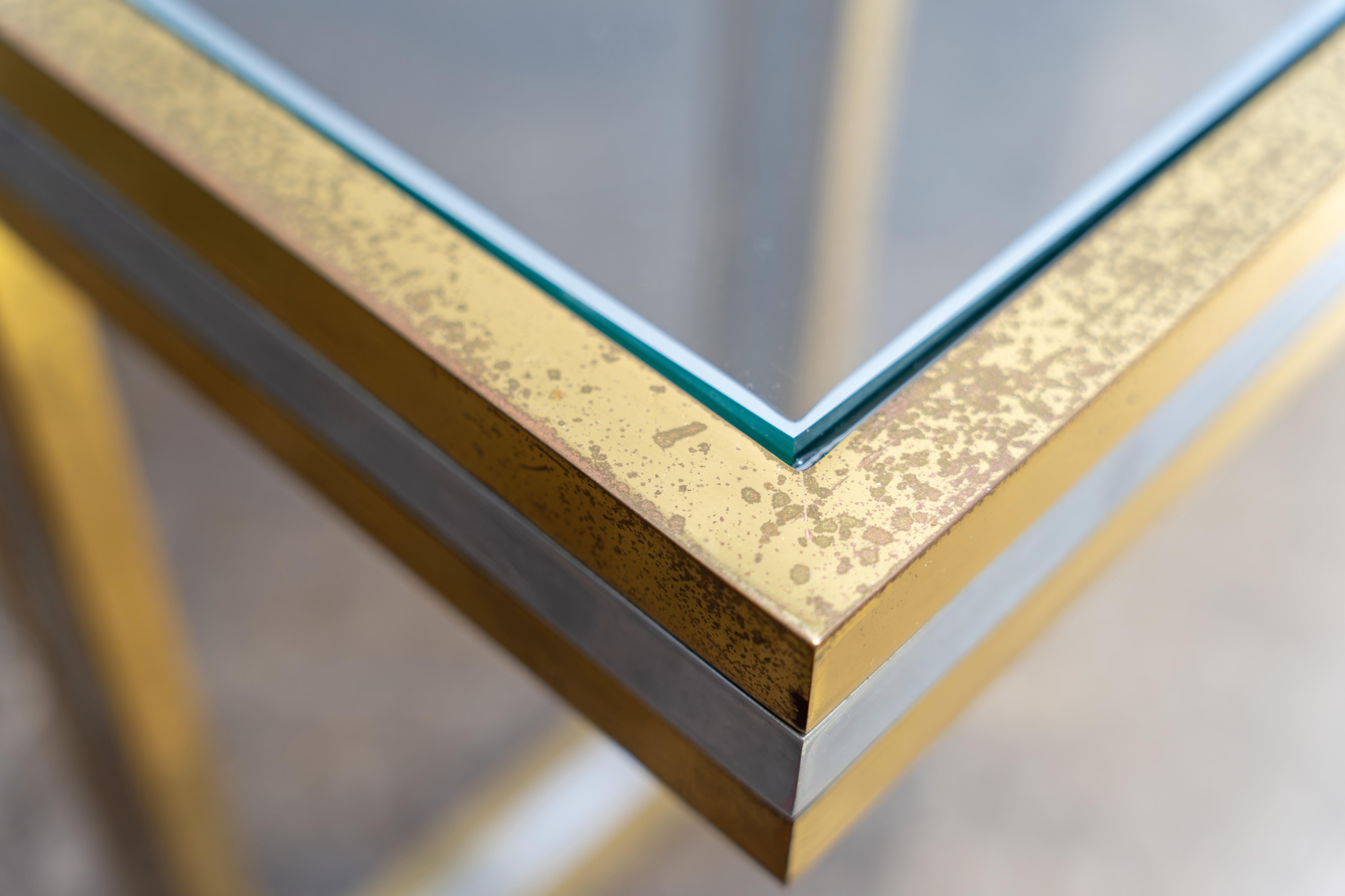 1970s Console Table attr. Romeo Rega, Brass, Chrome and Glass, Hollywood Regency For Sale 2