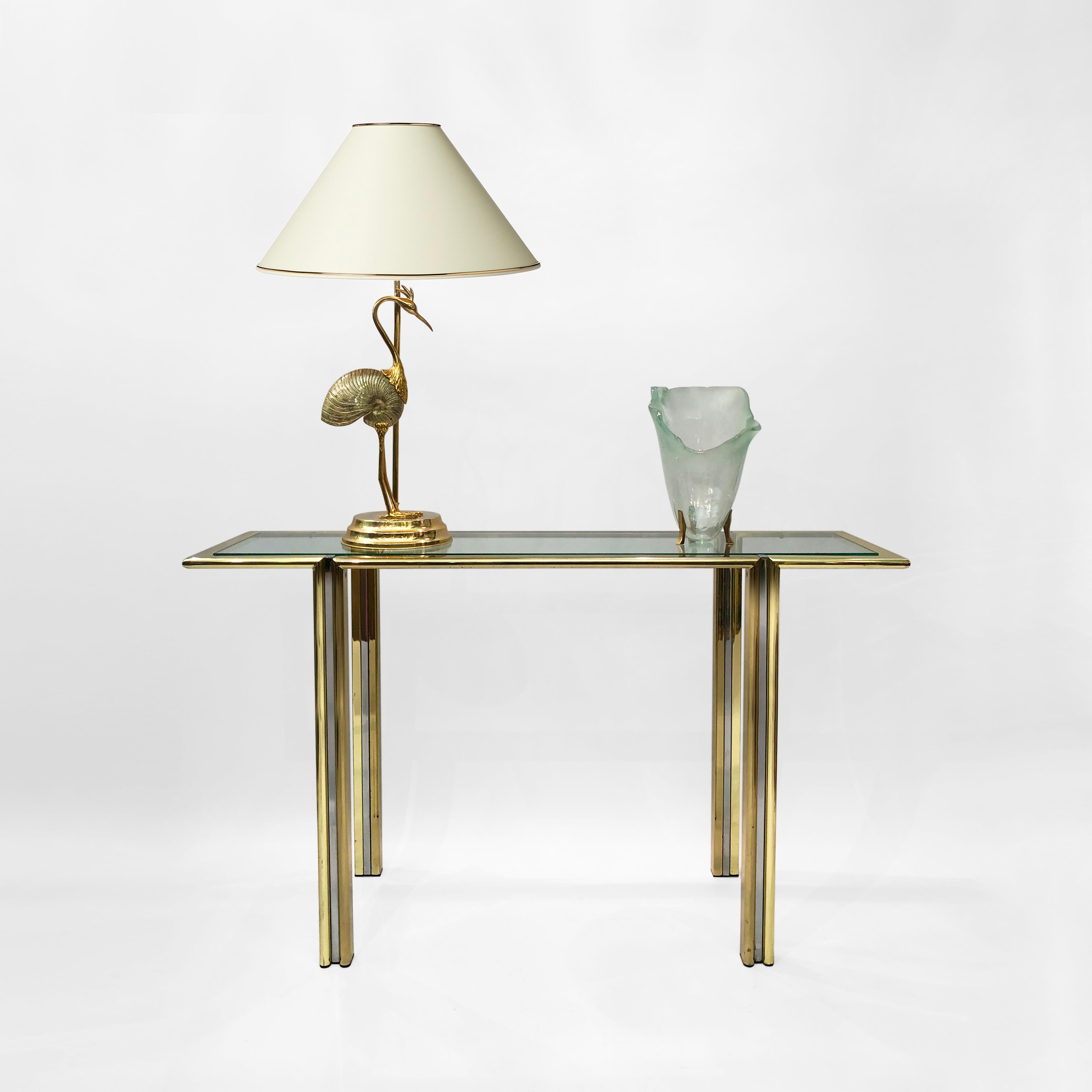 Late 20th Century 1970s Console Table Chrome Brass Hollywood Regency Mid-Century Modern Romeo Rega