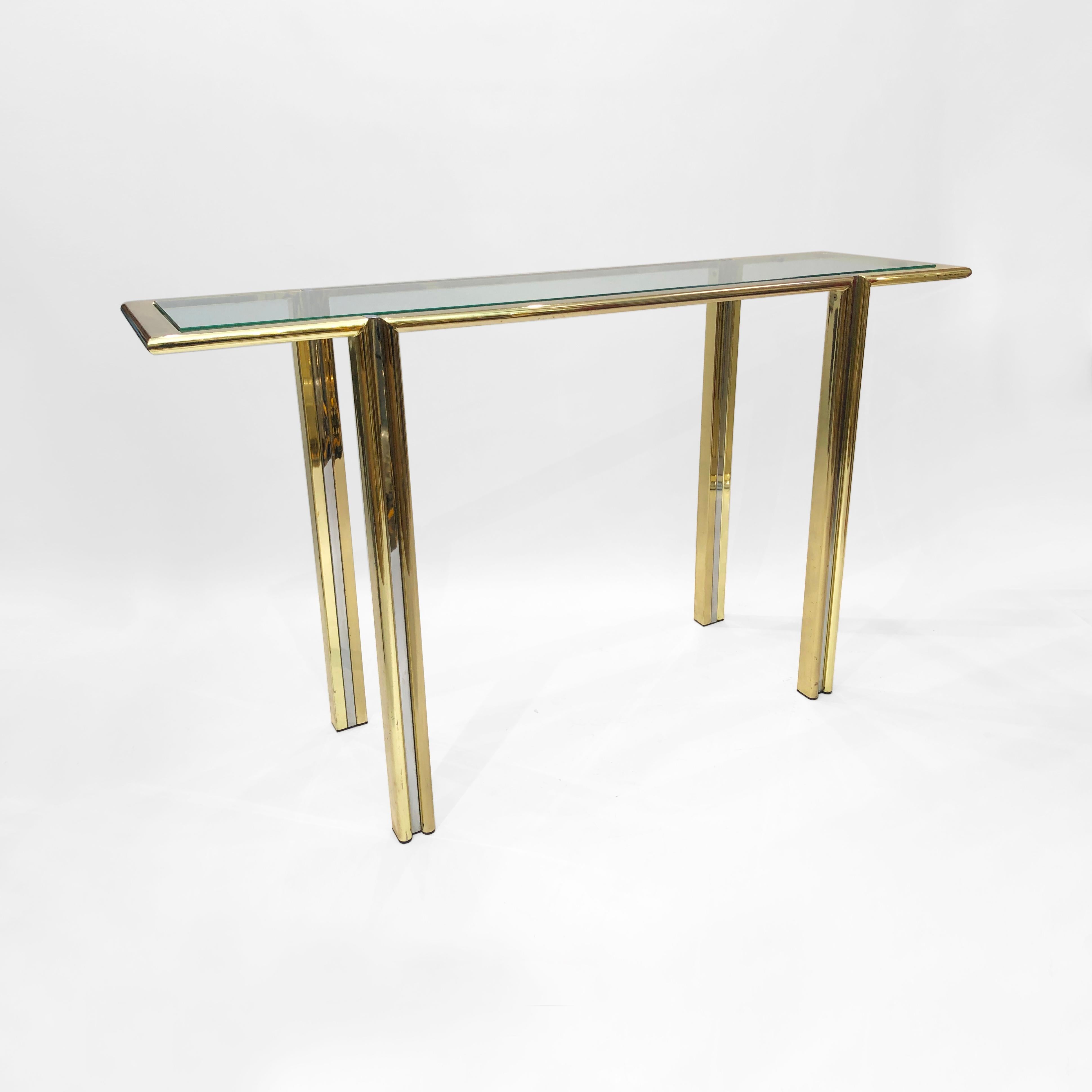 1970s Console Table Chrome Brass Hollywood Regency Mid-Century Modern Romeo Rega 2