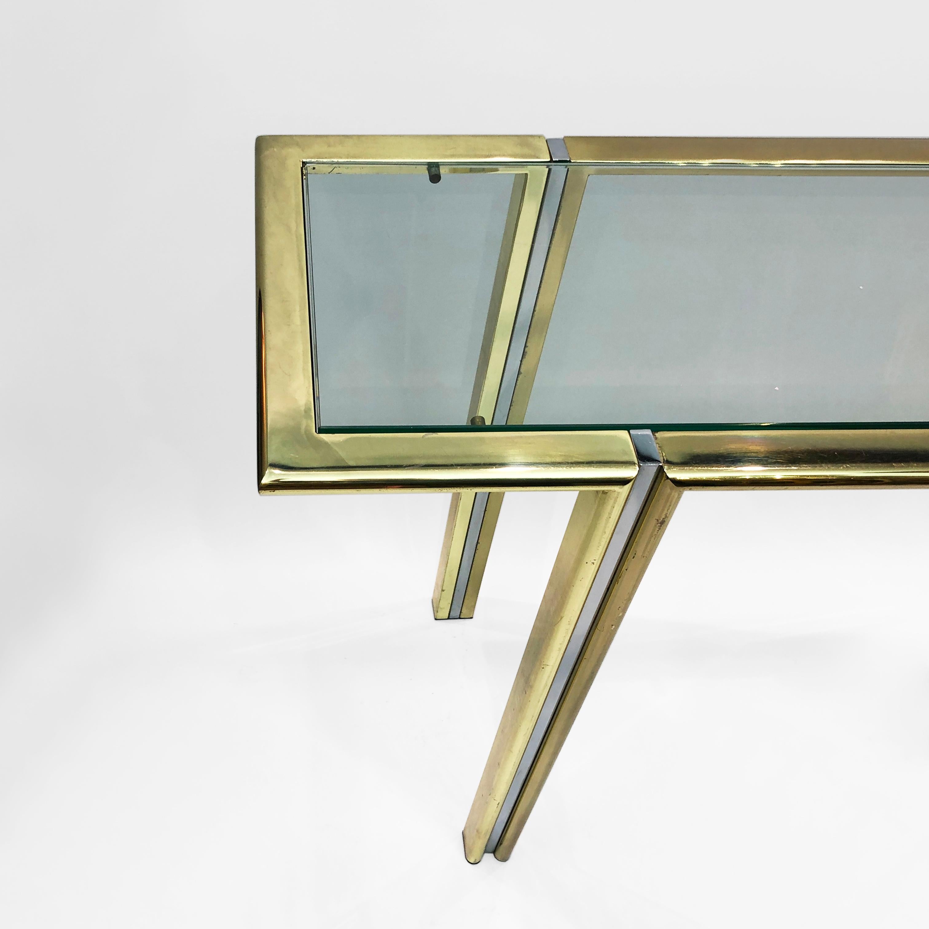 1970s Console Table Chrome Brass Hollywood Regency Mid-Century Modern Romeo Rega 3
