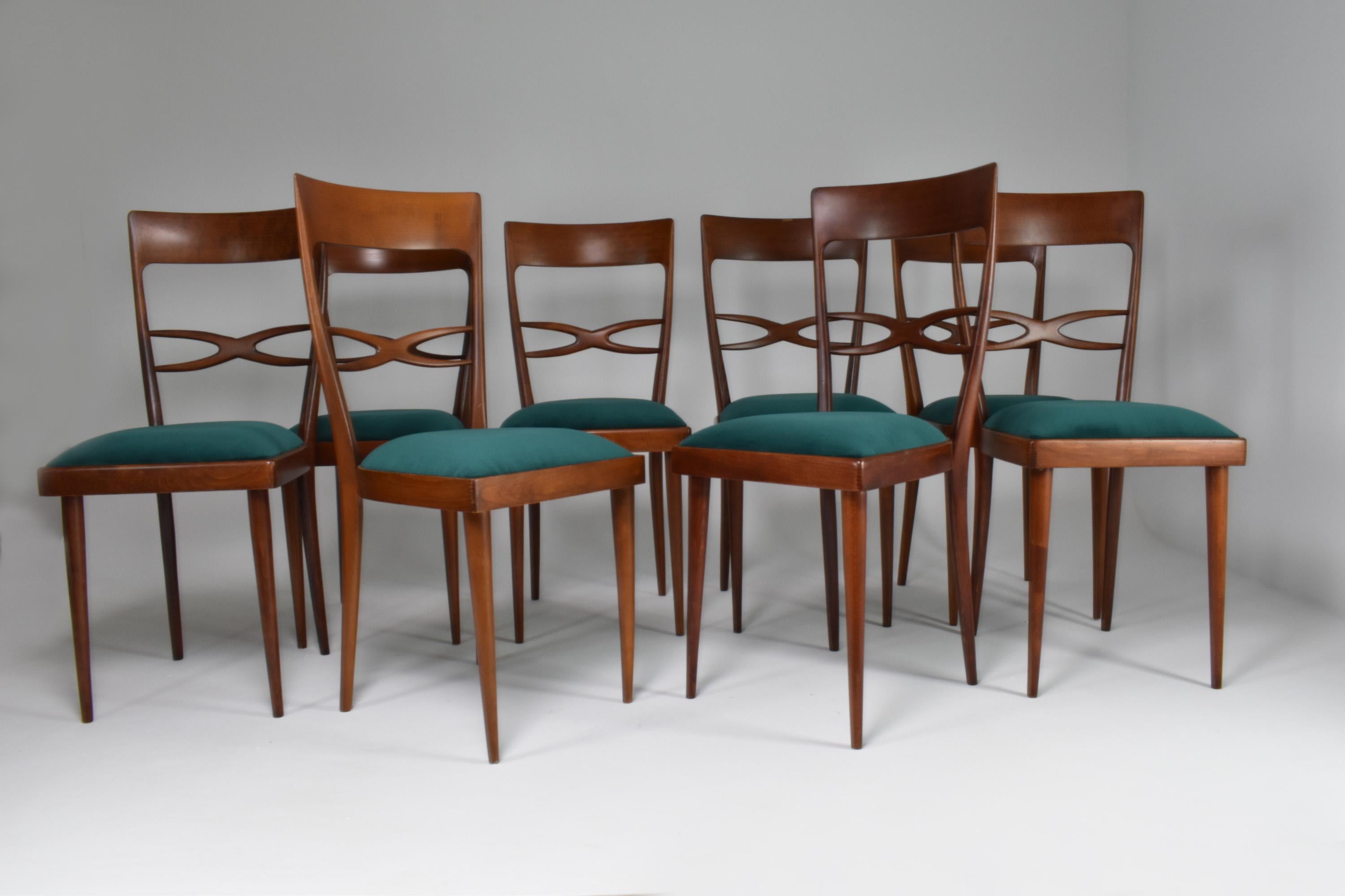20th Century 1970's Consorzio Sedie Friuli Restored Dining Chairs, Set of 8