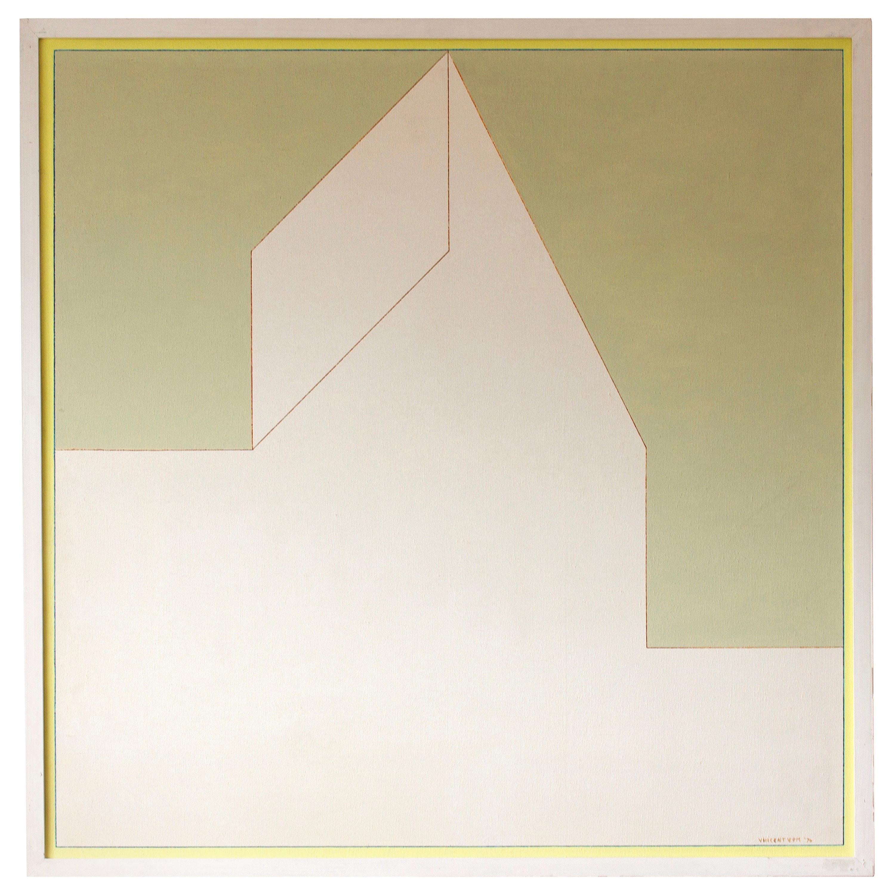 1970s Constructivist Project iii, Oil on Canvas For Sale