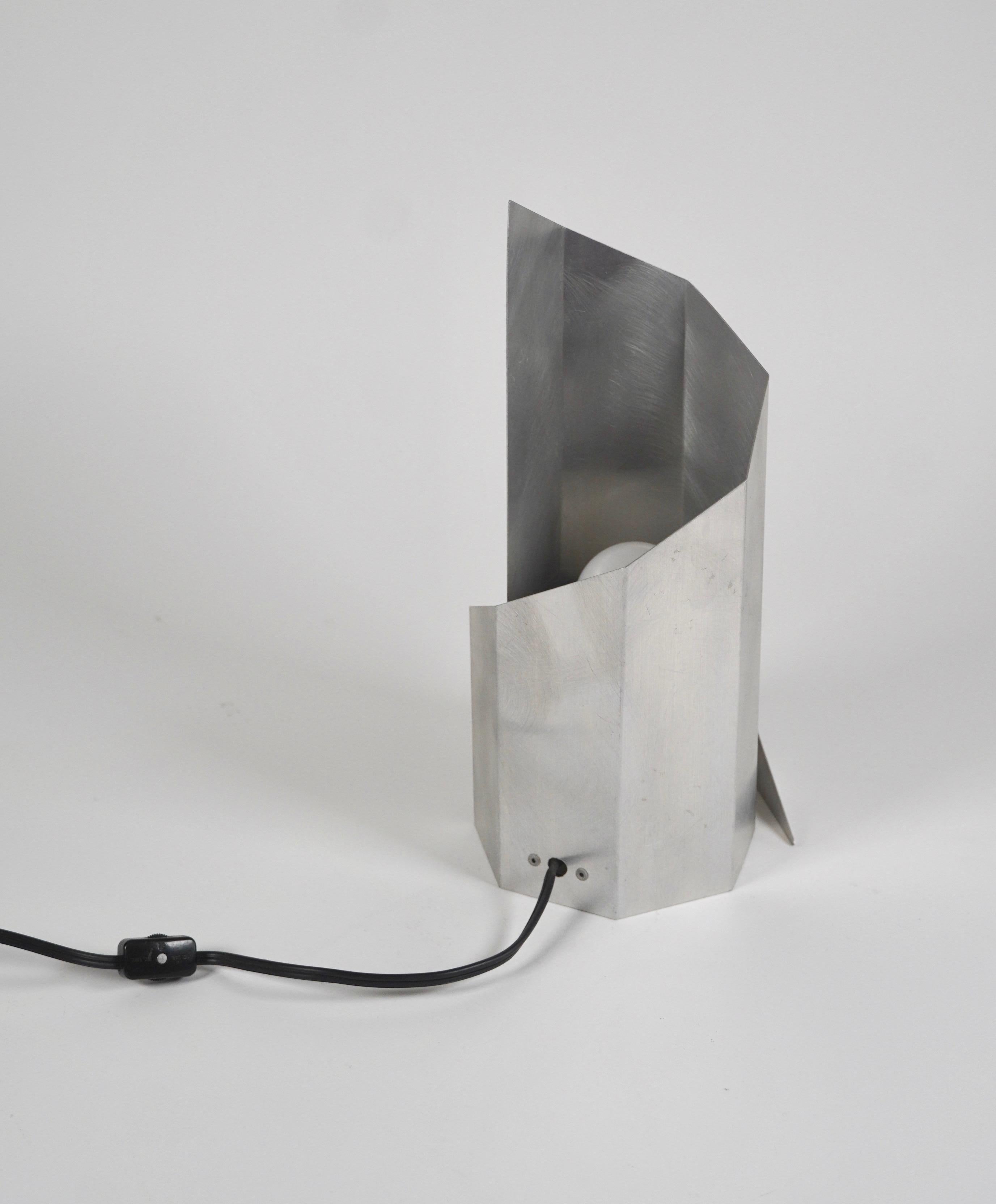 Post-Modern 1970s Constructivist Table Lamp in Folded Aluminum by Godley-Schwan MoMA NY