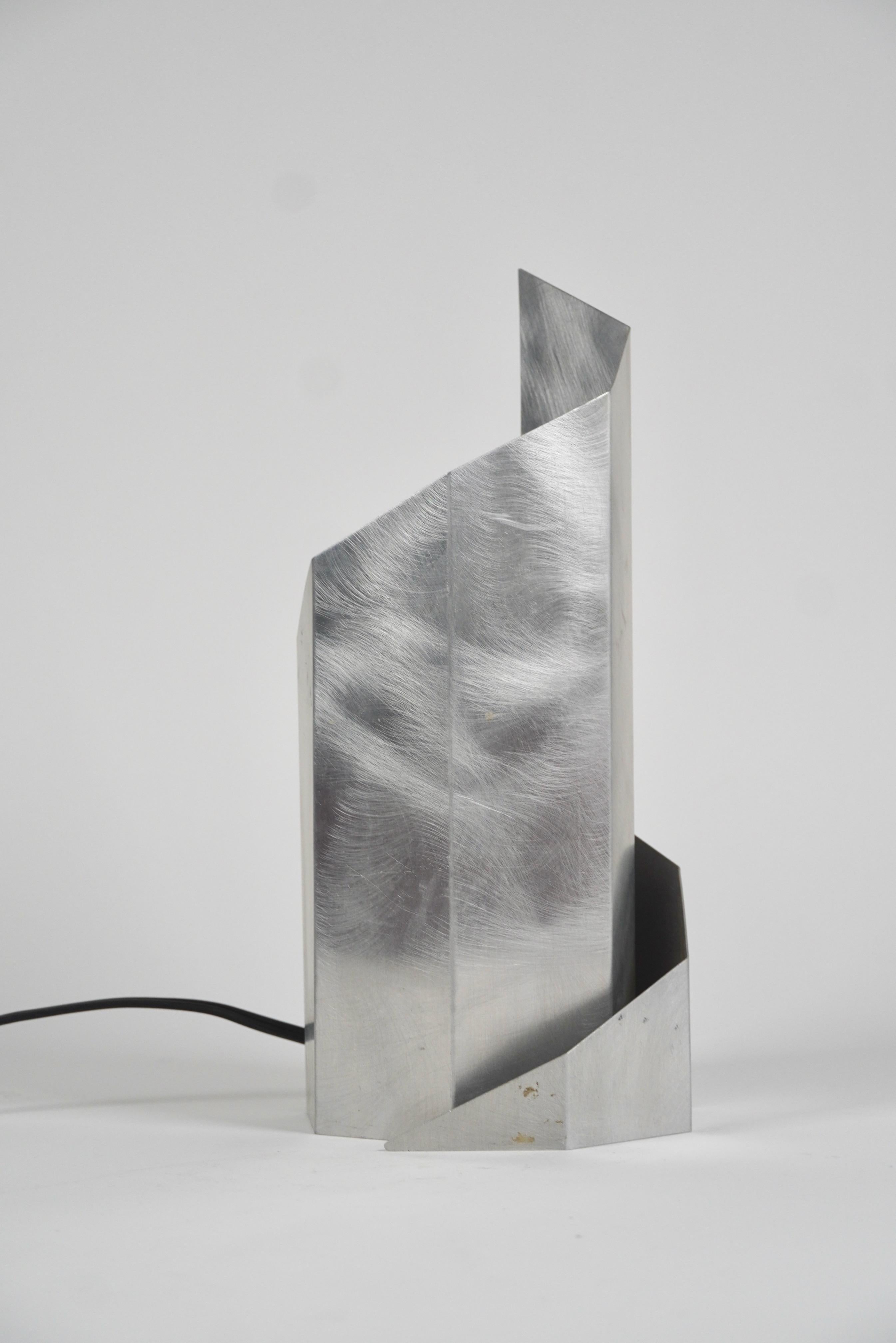 Hand-Crafted 1970s Constructivist Table Lamp in Folded Aluminum by Godley-Schwan MoMA NY