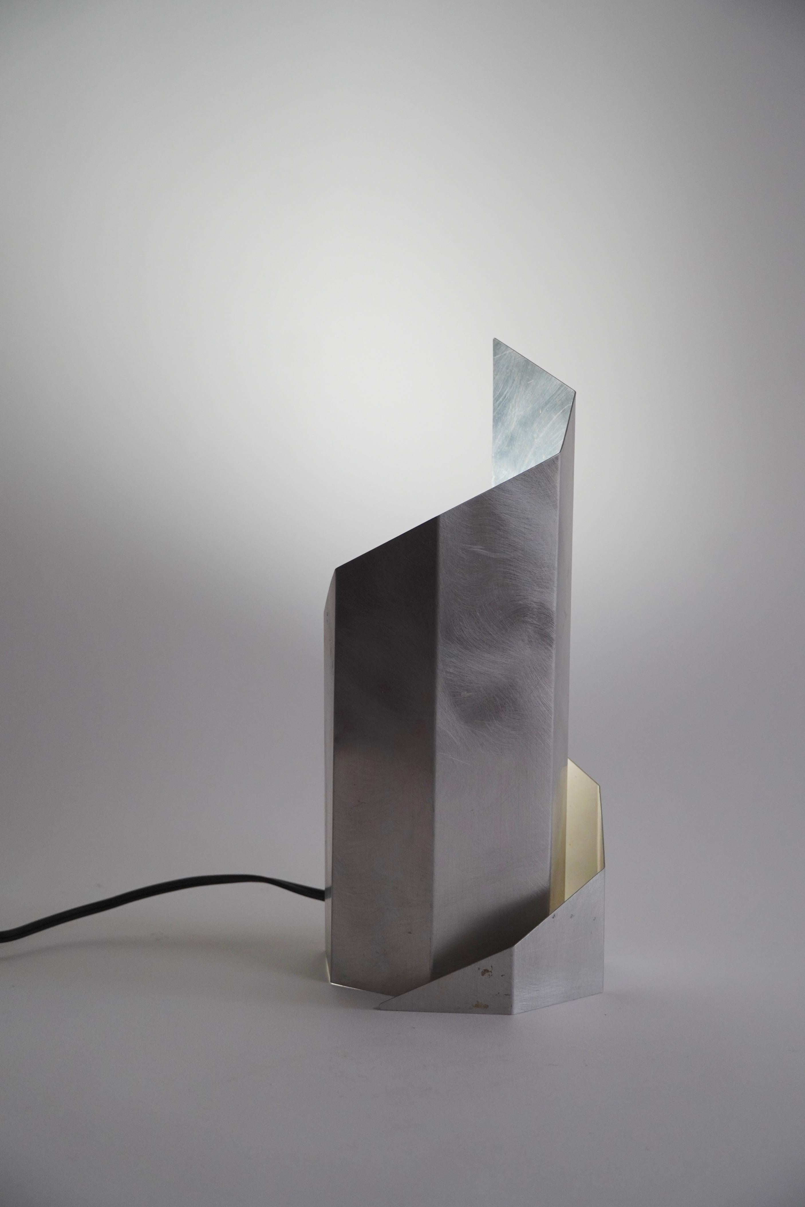 Late 20th Century 1970s Constructivist Table Lamp in Folded Aluminum by Godley-Schwan MoMA NY