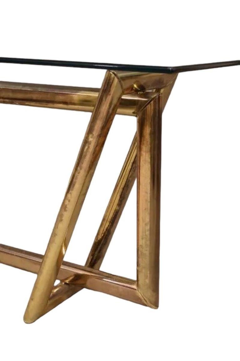 1970s Contemporary Abstract Brass Console Table For Sale at 1stDibs
