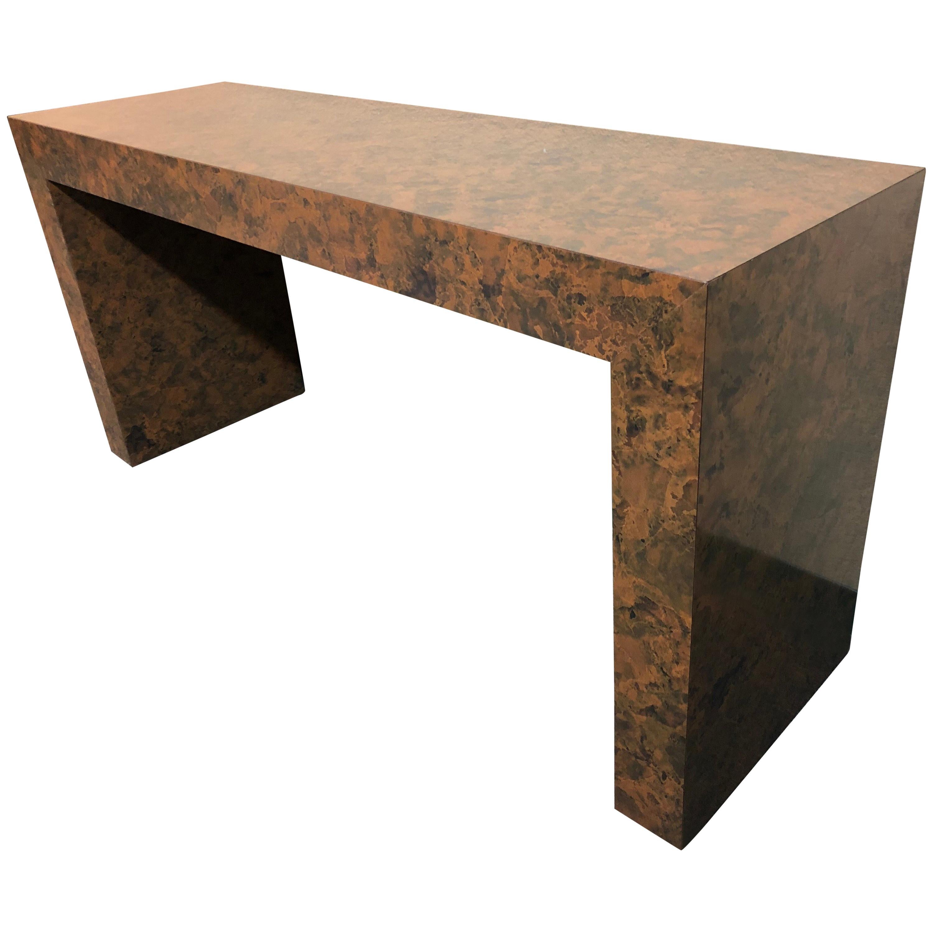 1970s Contemporary Veneer Console Table